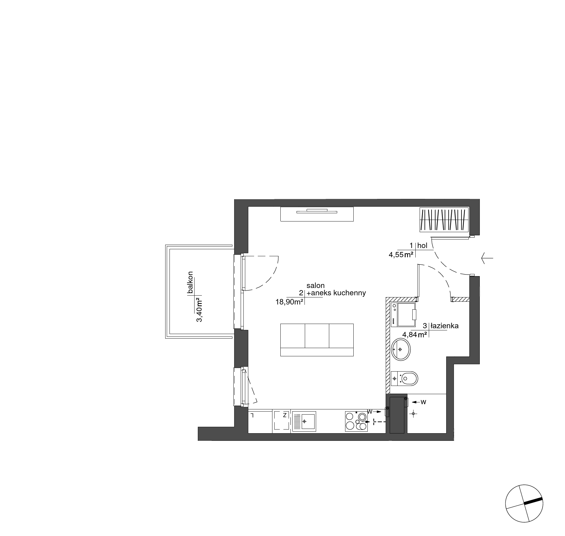 Plan 1 pok. 28m²