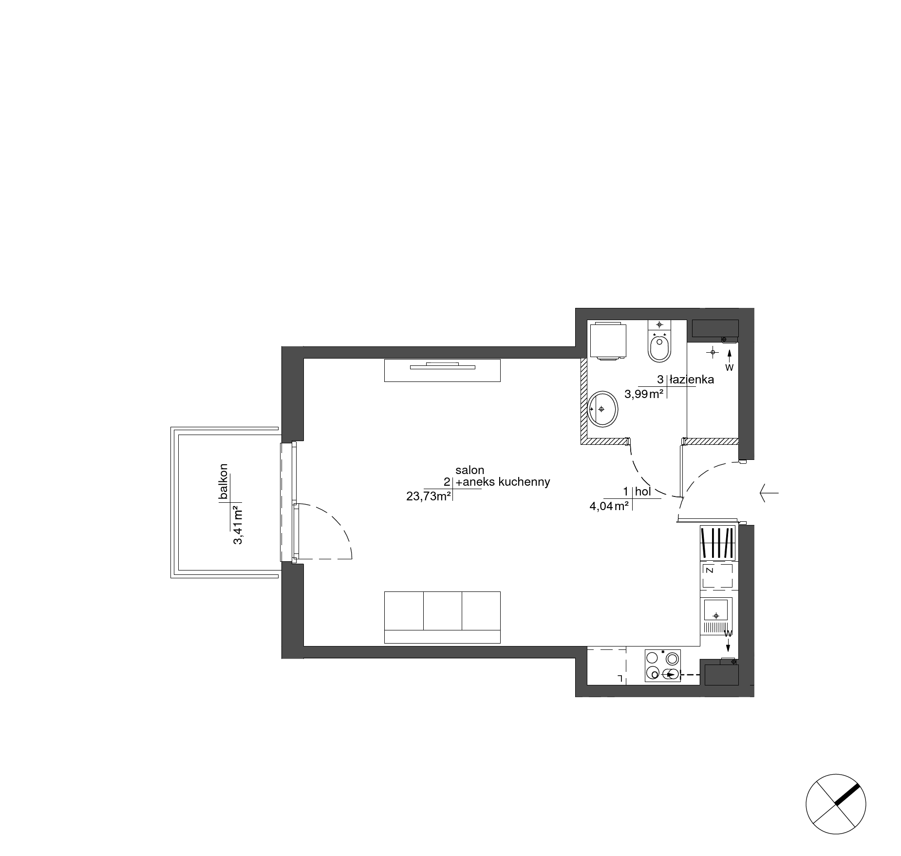 Plan 1 pok. 32m²
