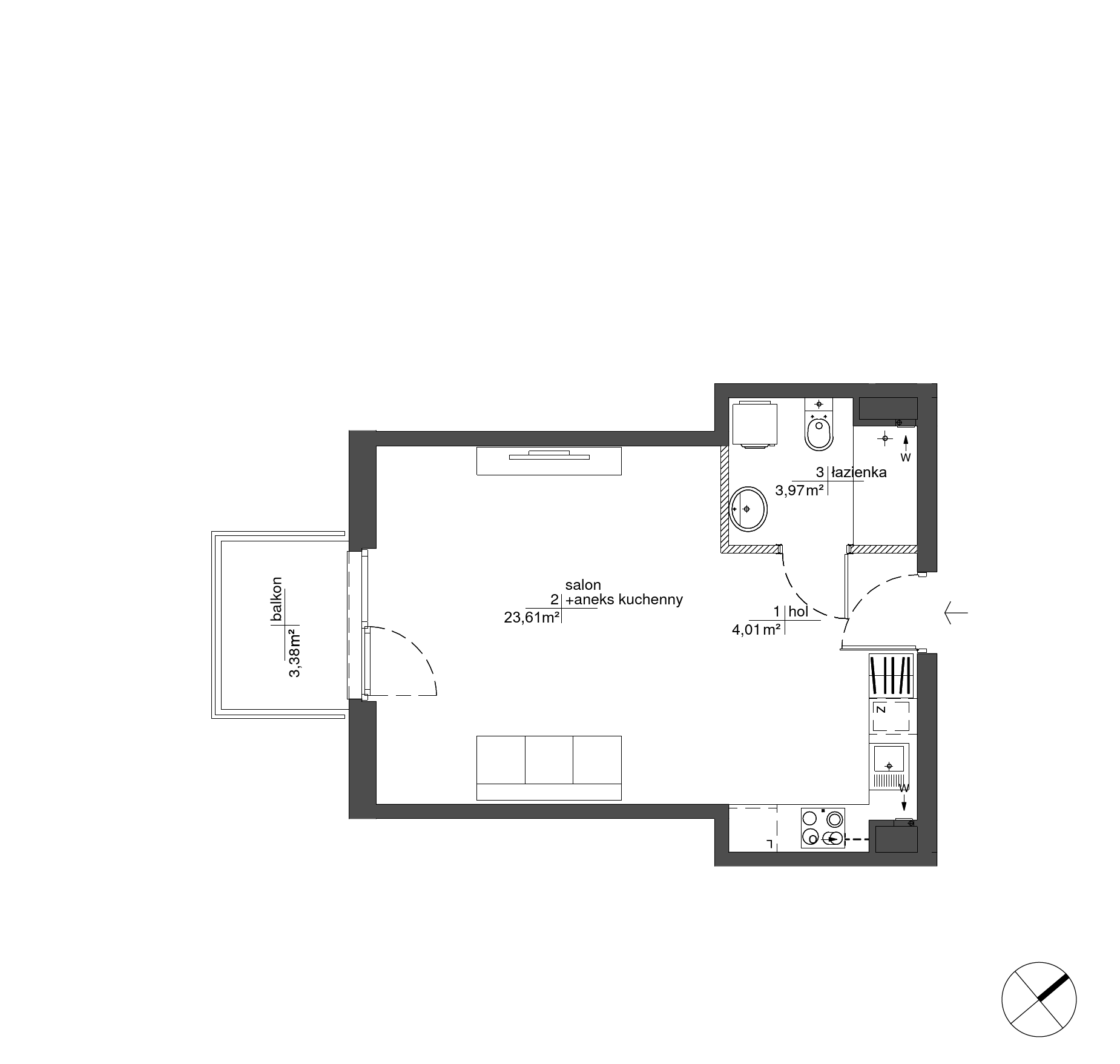 Plan 1 pok. 32m²