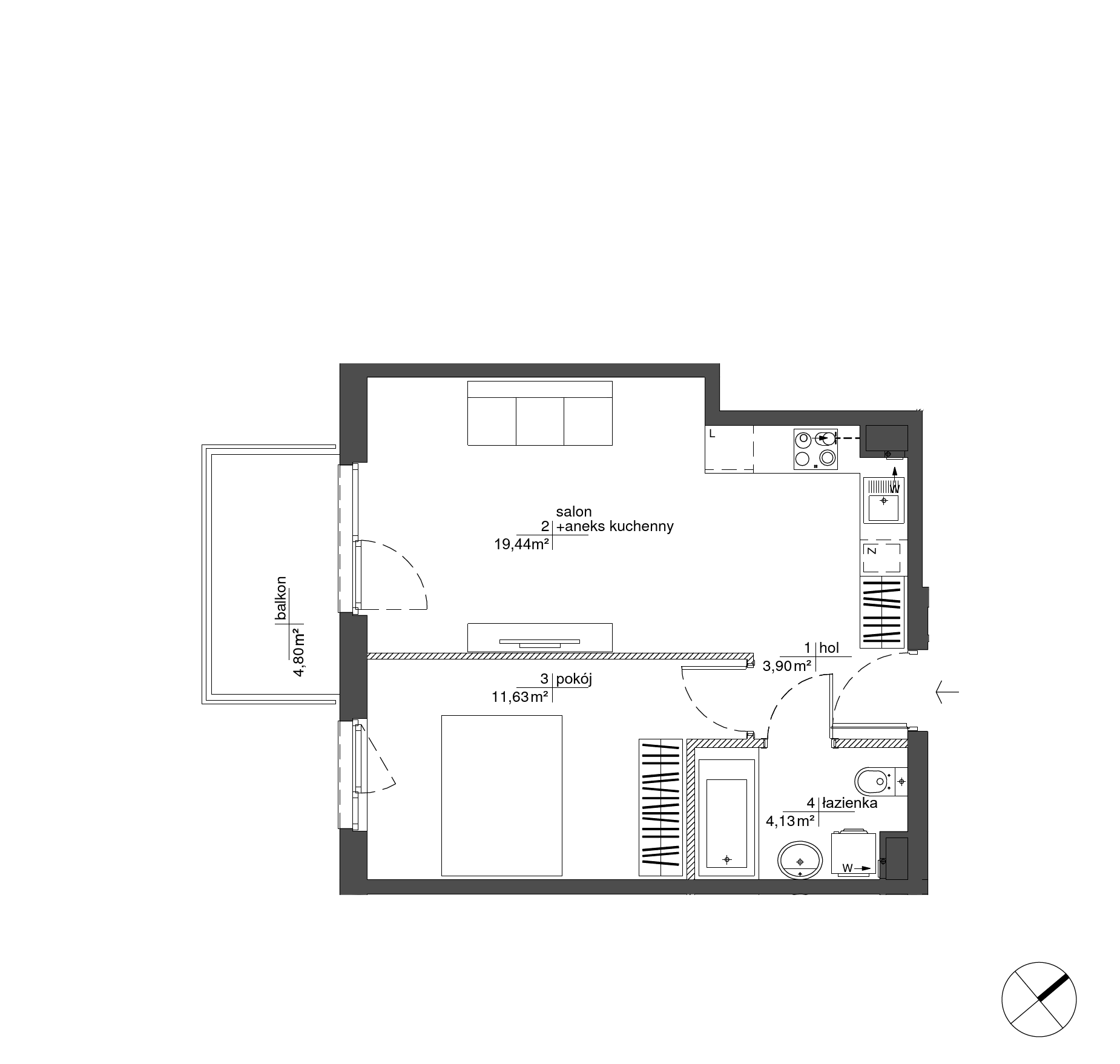 Plan 2 pok. 39m²