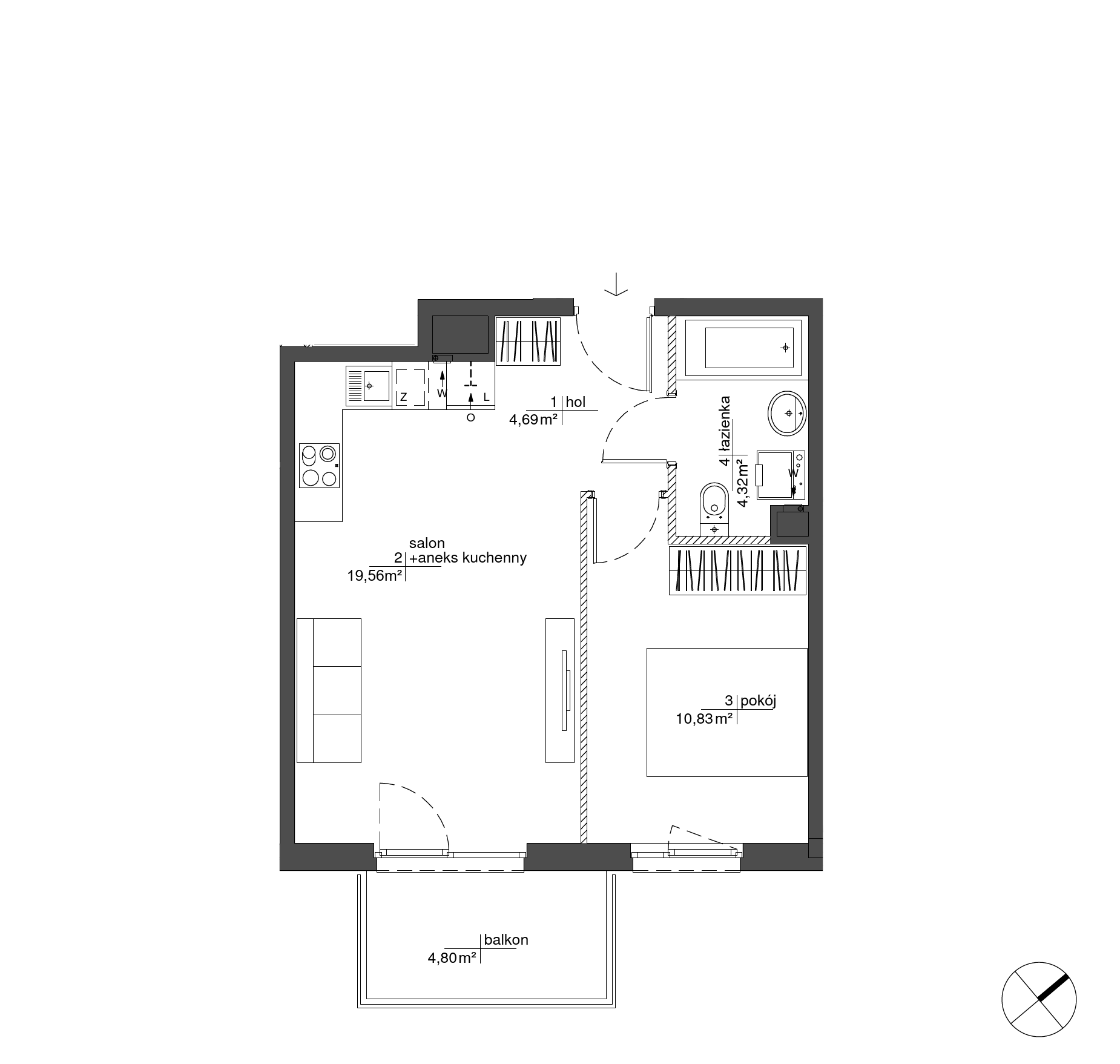 Plan 2 pok. 39m²