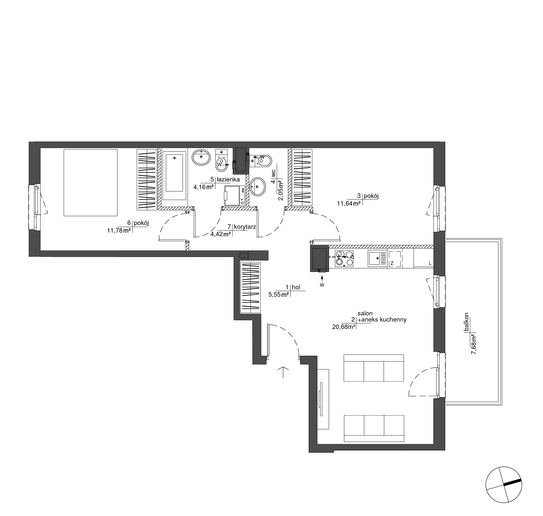 Plan 3 pok. 60m²