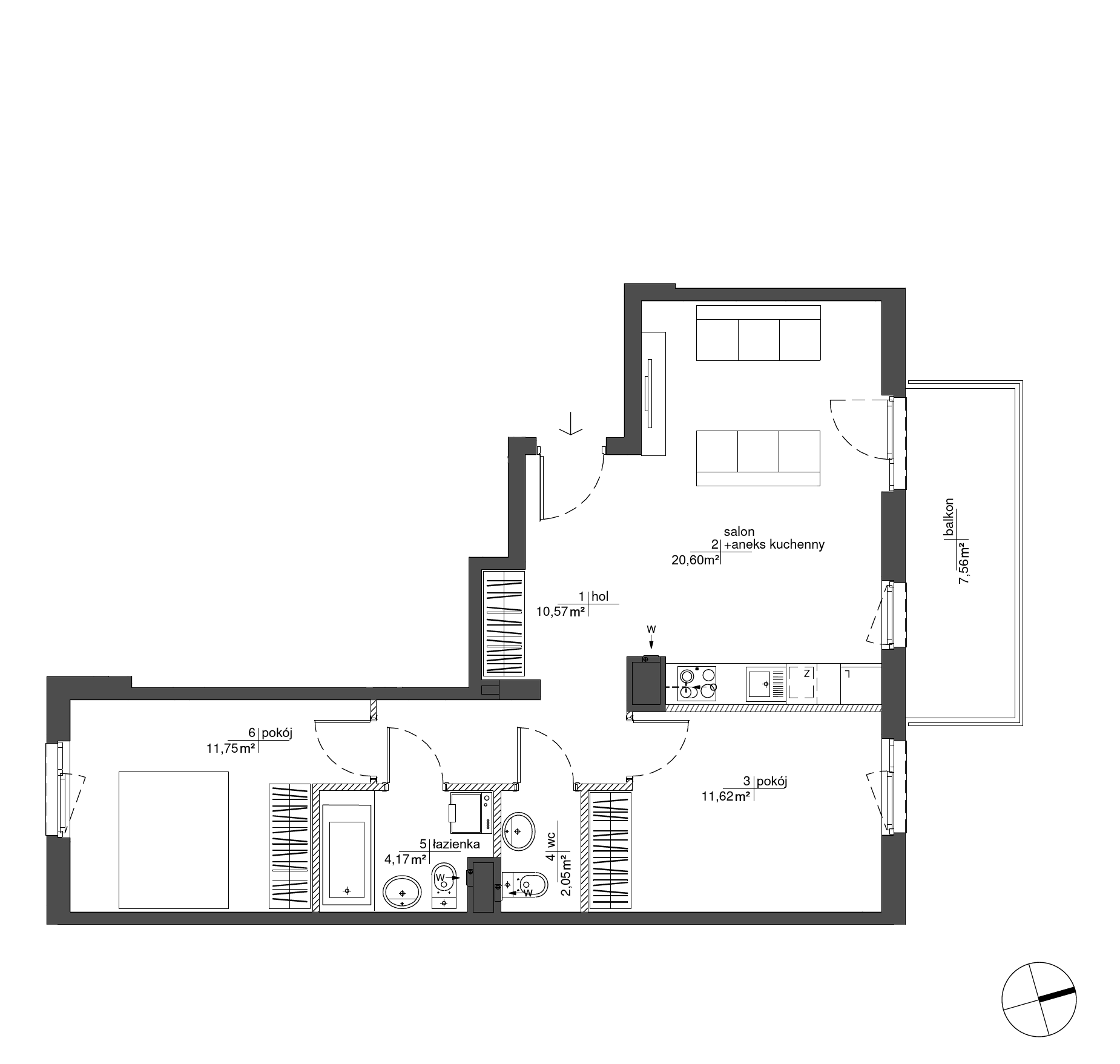 Plan 3 pok. 61m²