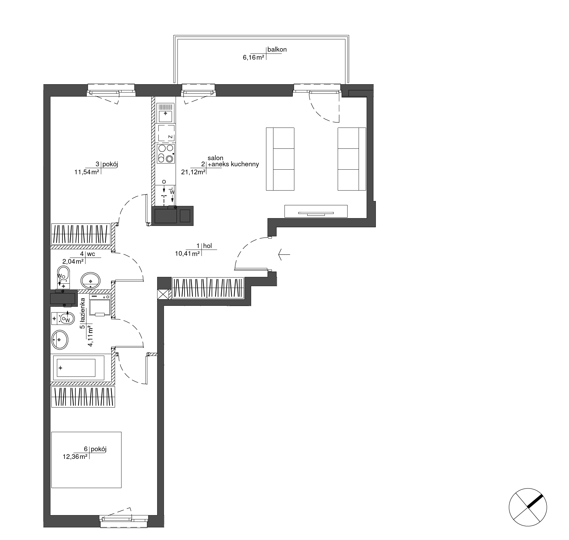 Plan 3 pok. 62m²