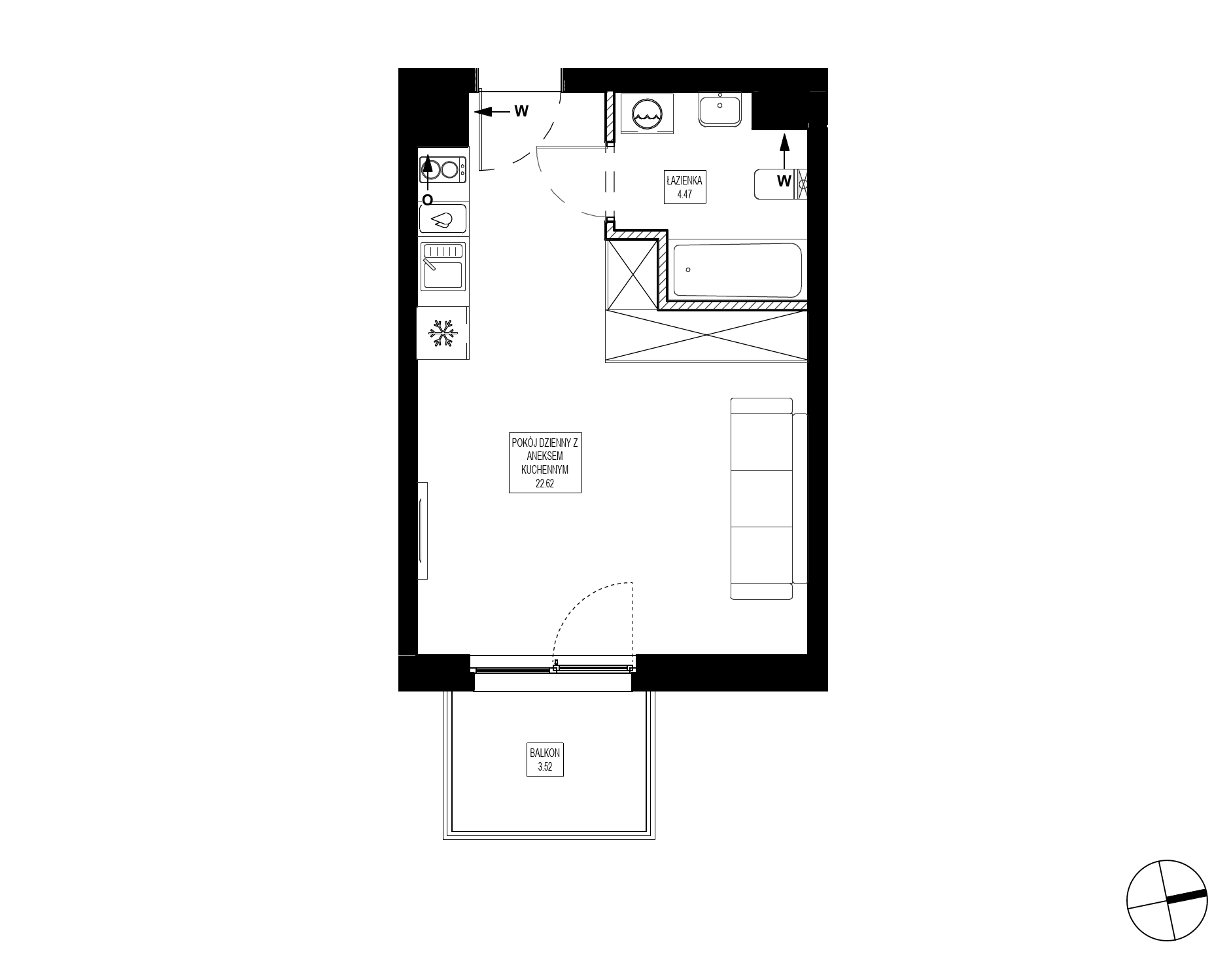 Plan 1 pok. 27m²