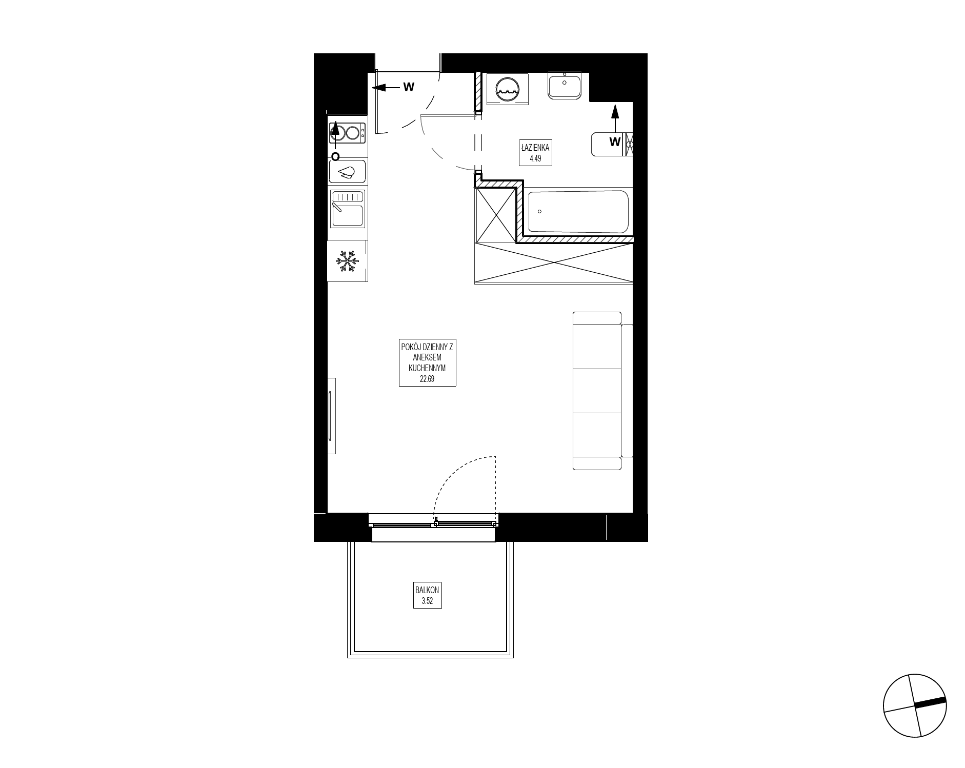Plan 1 pok. 27m²