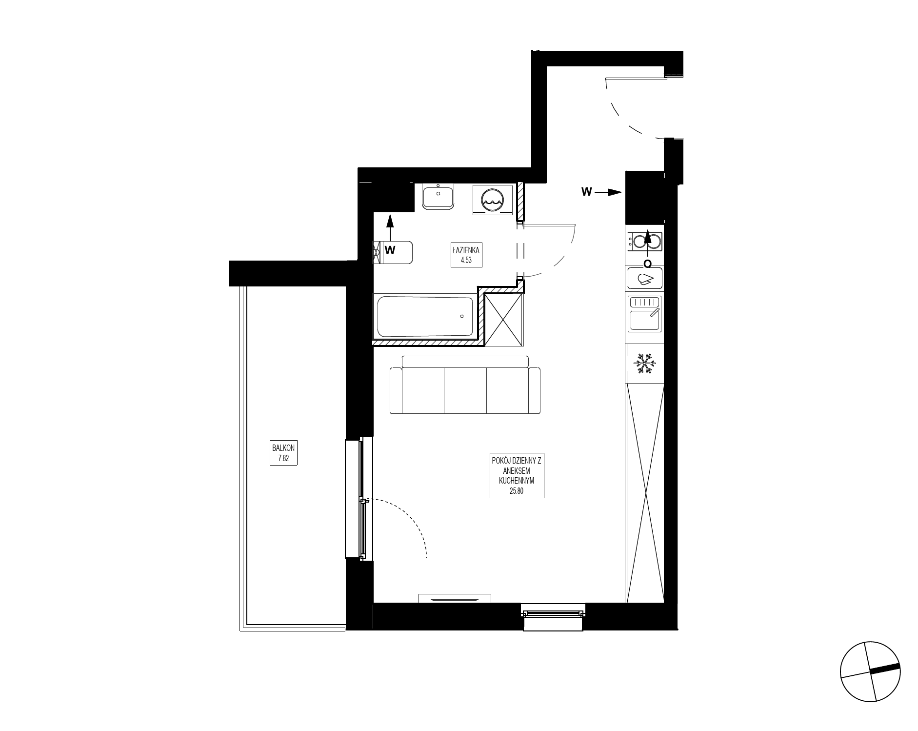 Plan 1 pok. 30m²