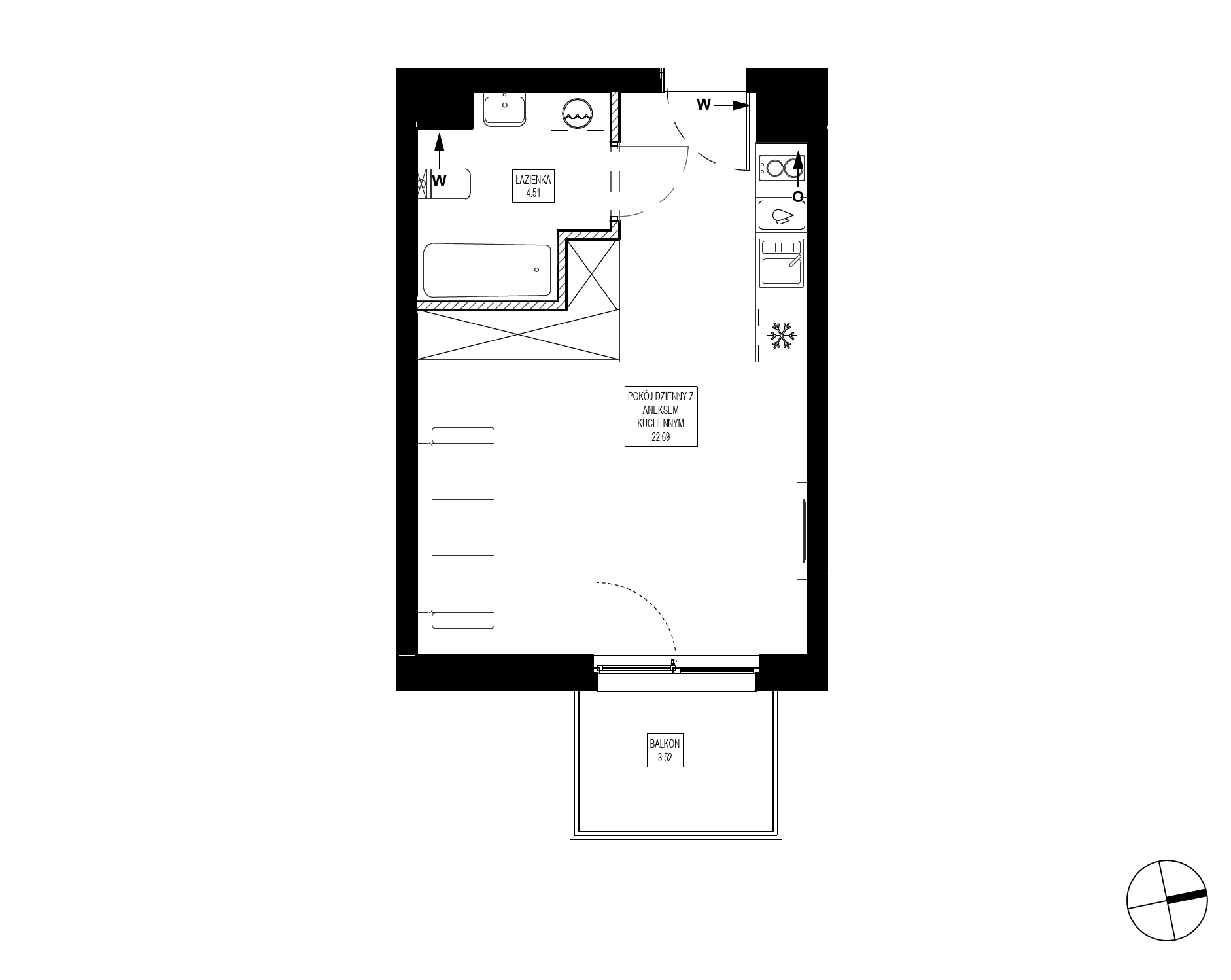 Plan 1 pok. 27m²