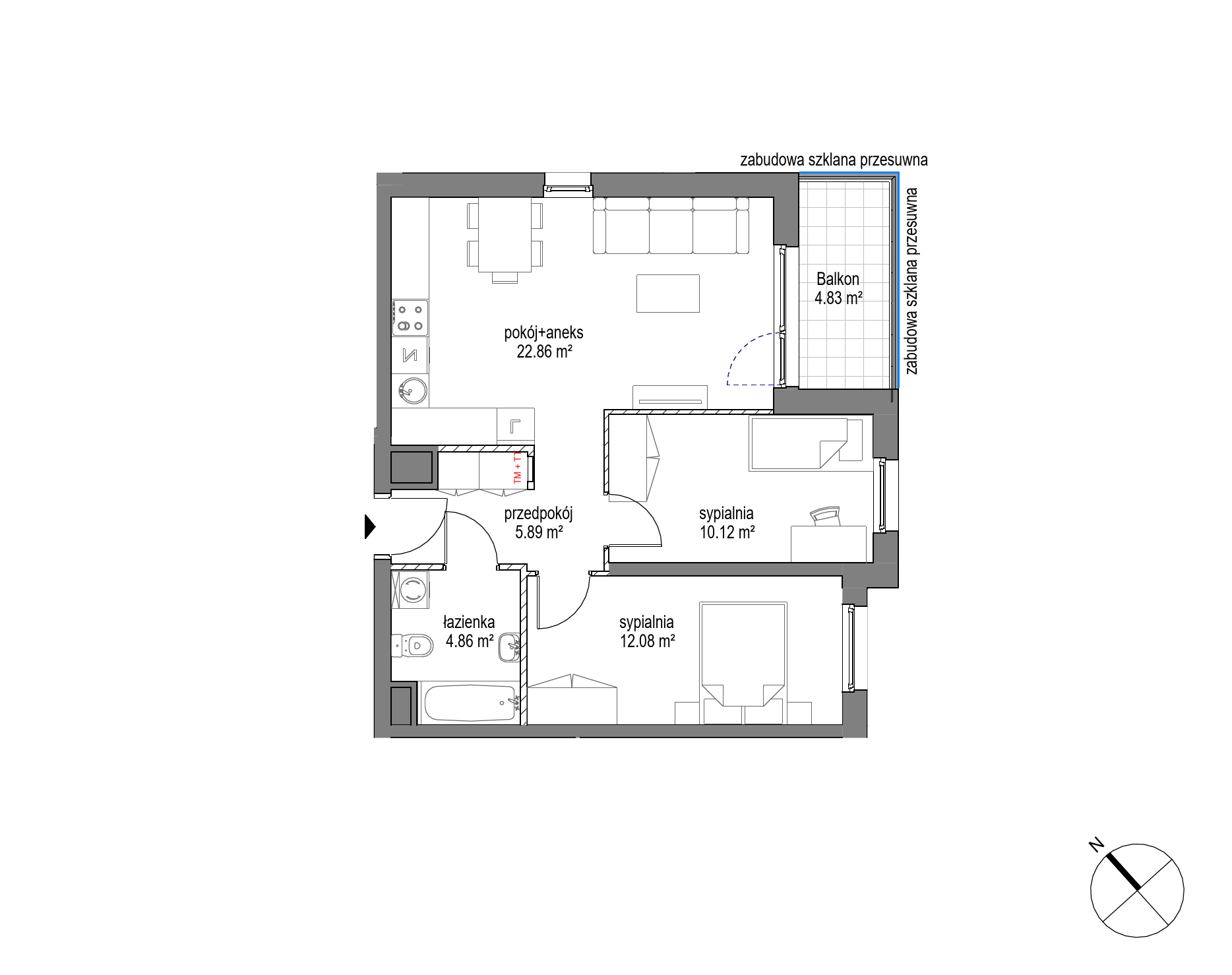 Plan 3 pok. 56m²