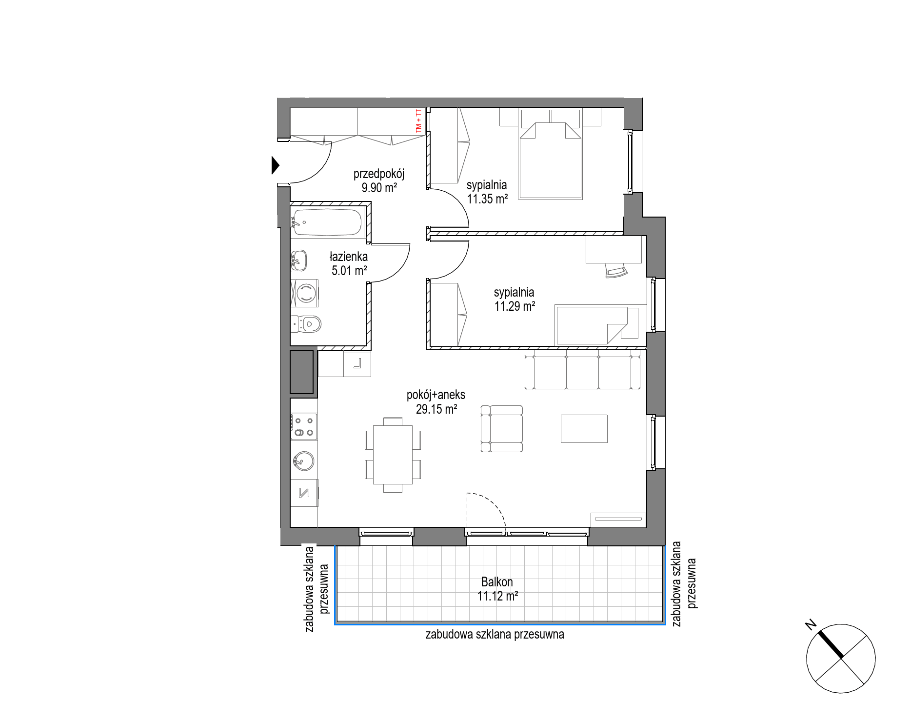 Plan 3 pok. 67m²