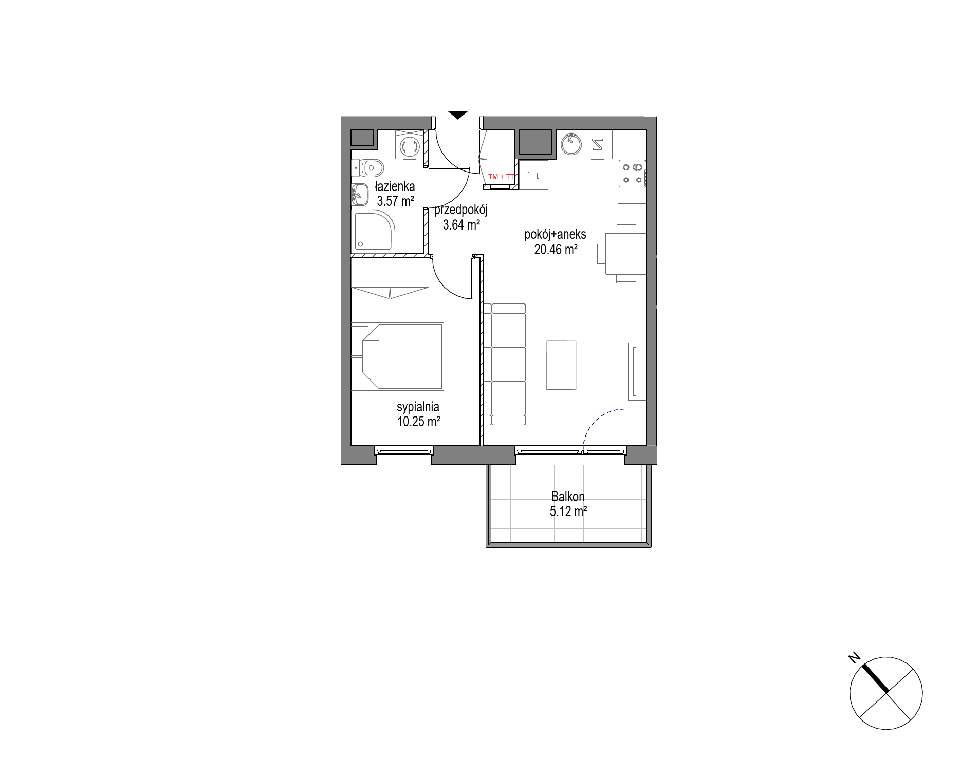 Plan 2 pok. 38m²