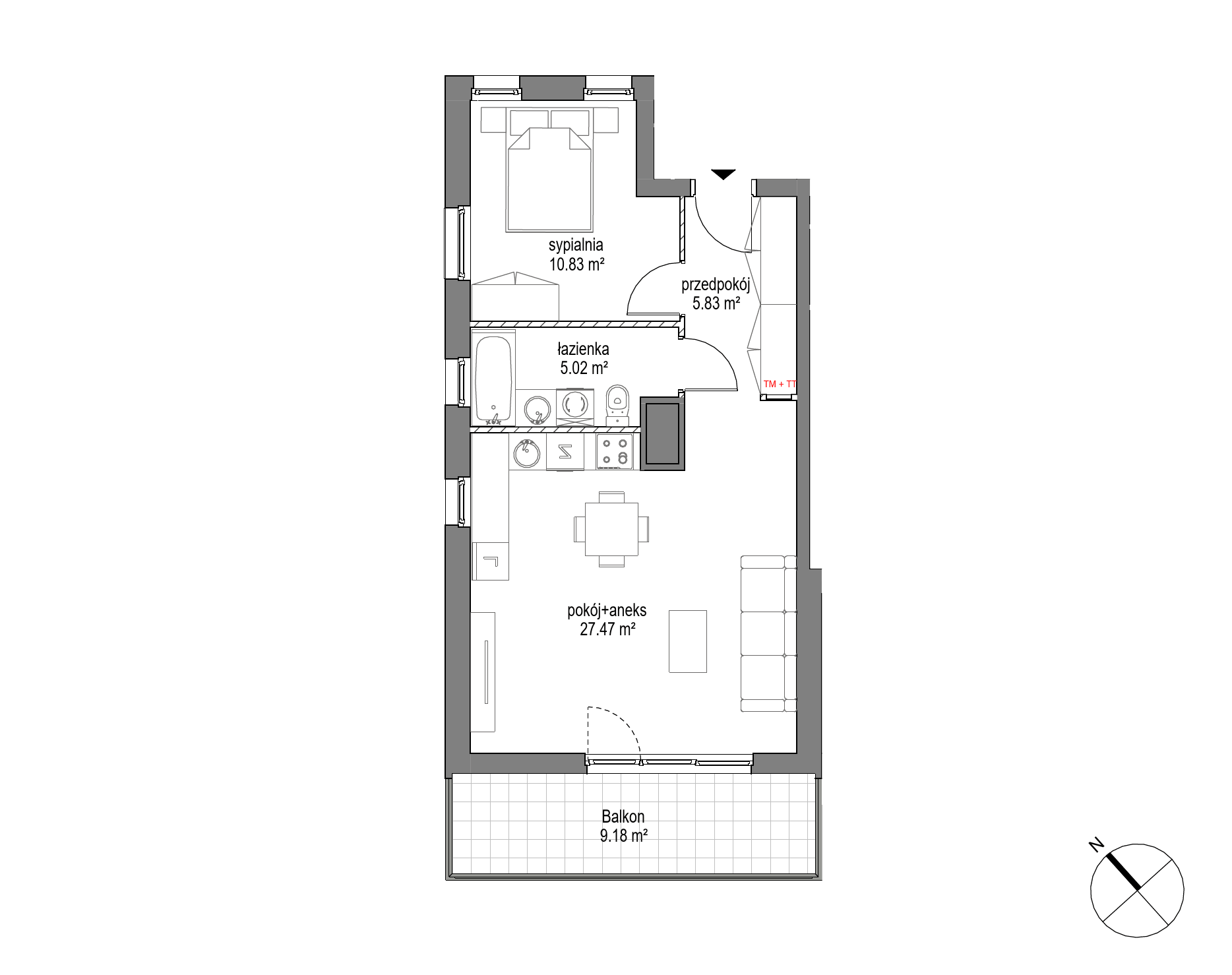 Plan 2 pok. 49m²