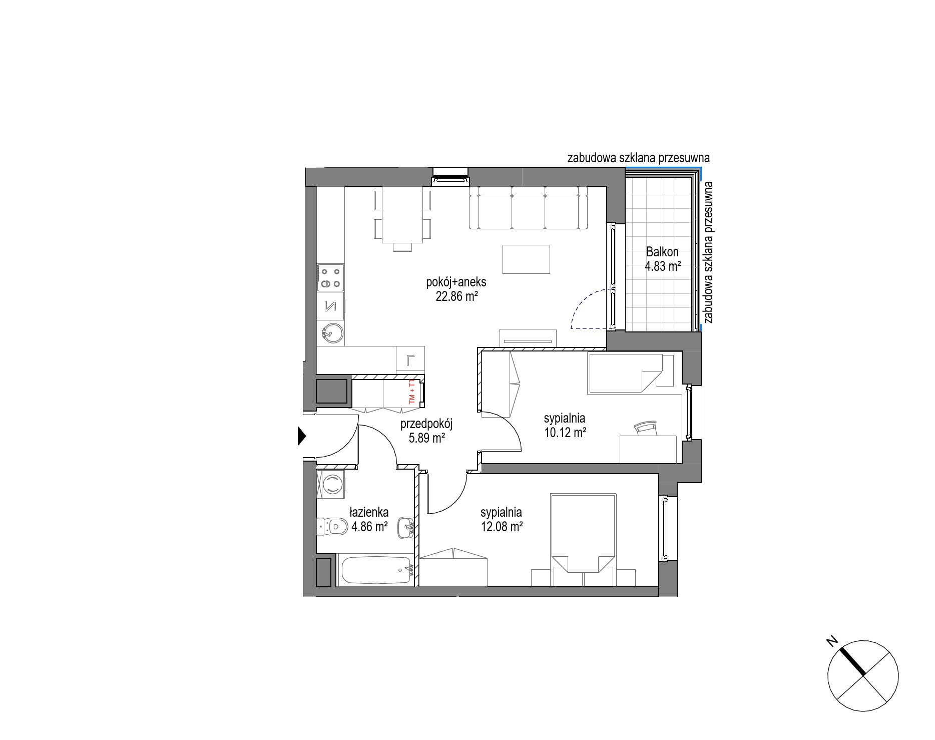 Plan 3 pok. 56m²