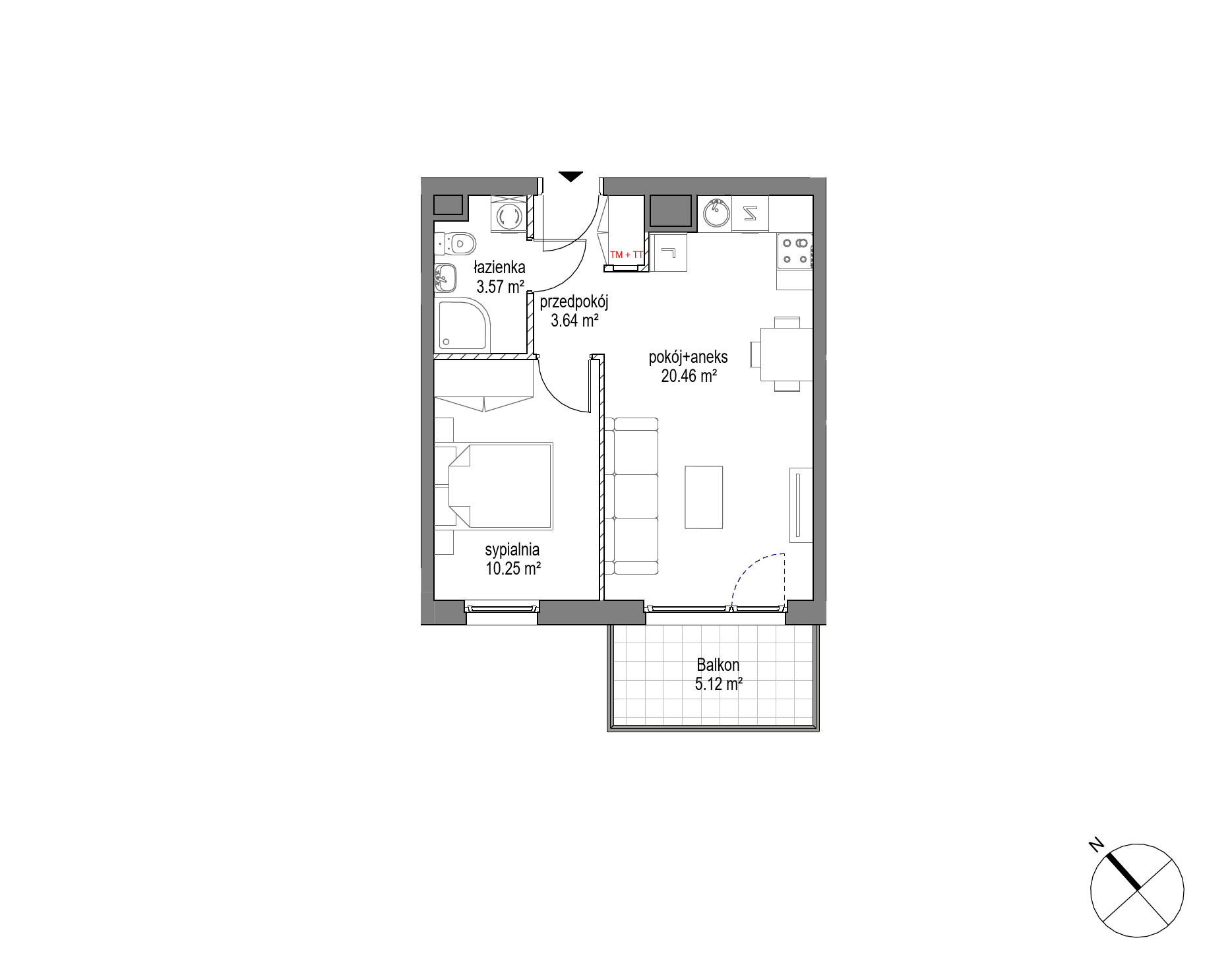Plan 2 pok. 38m²