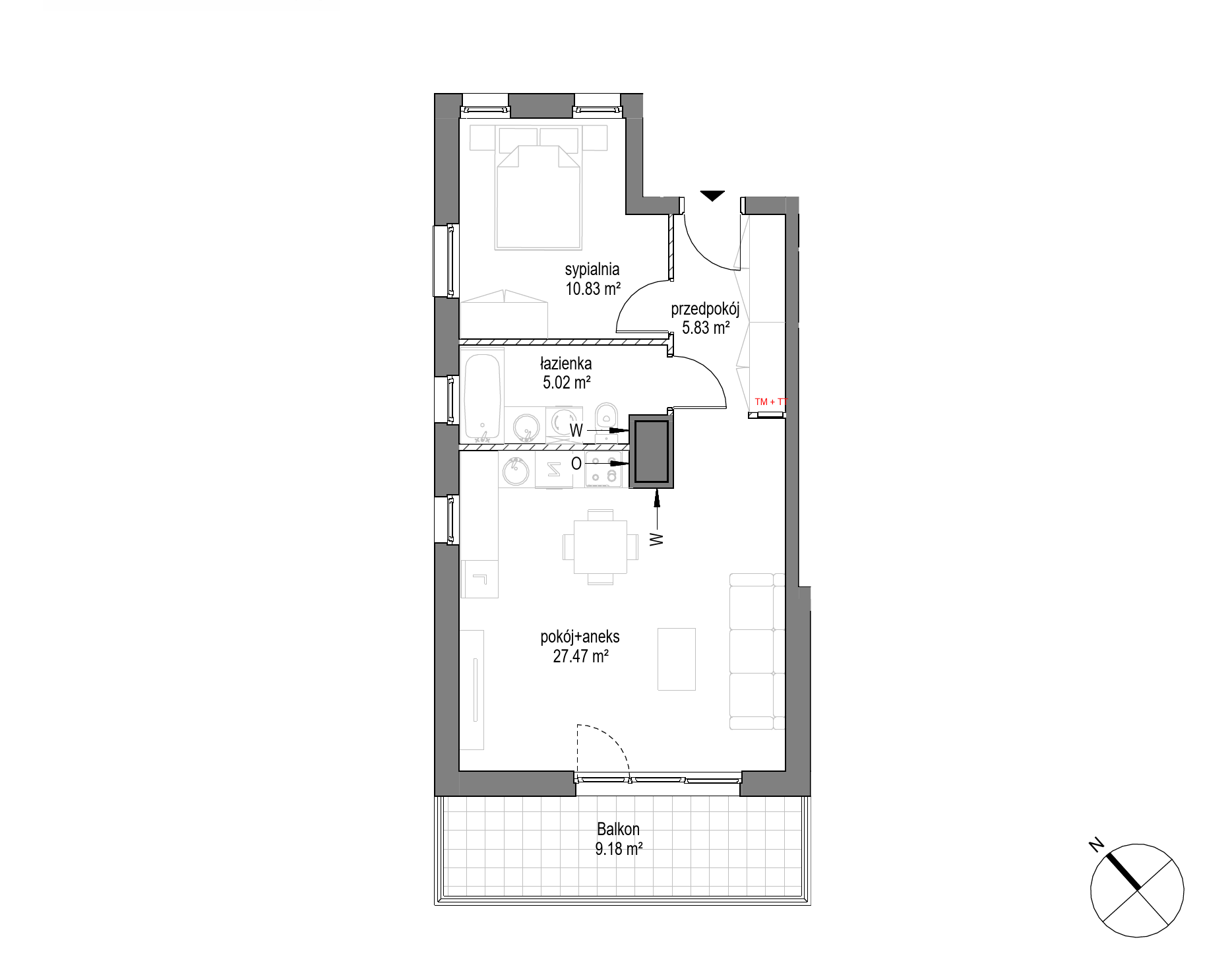 Plan 2 pok. 49m²