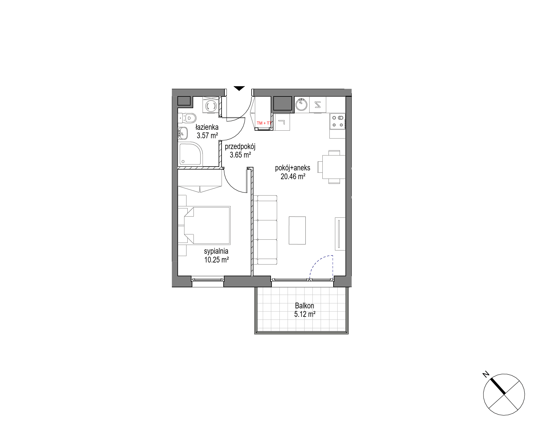 Plan 2 pok. 38m²