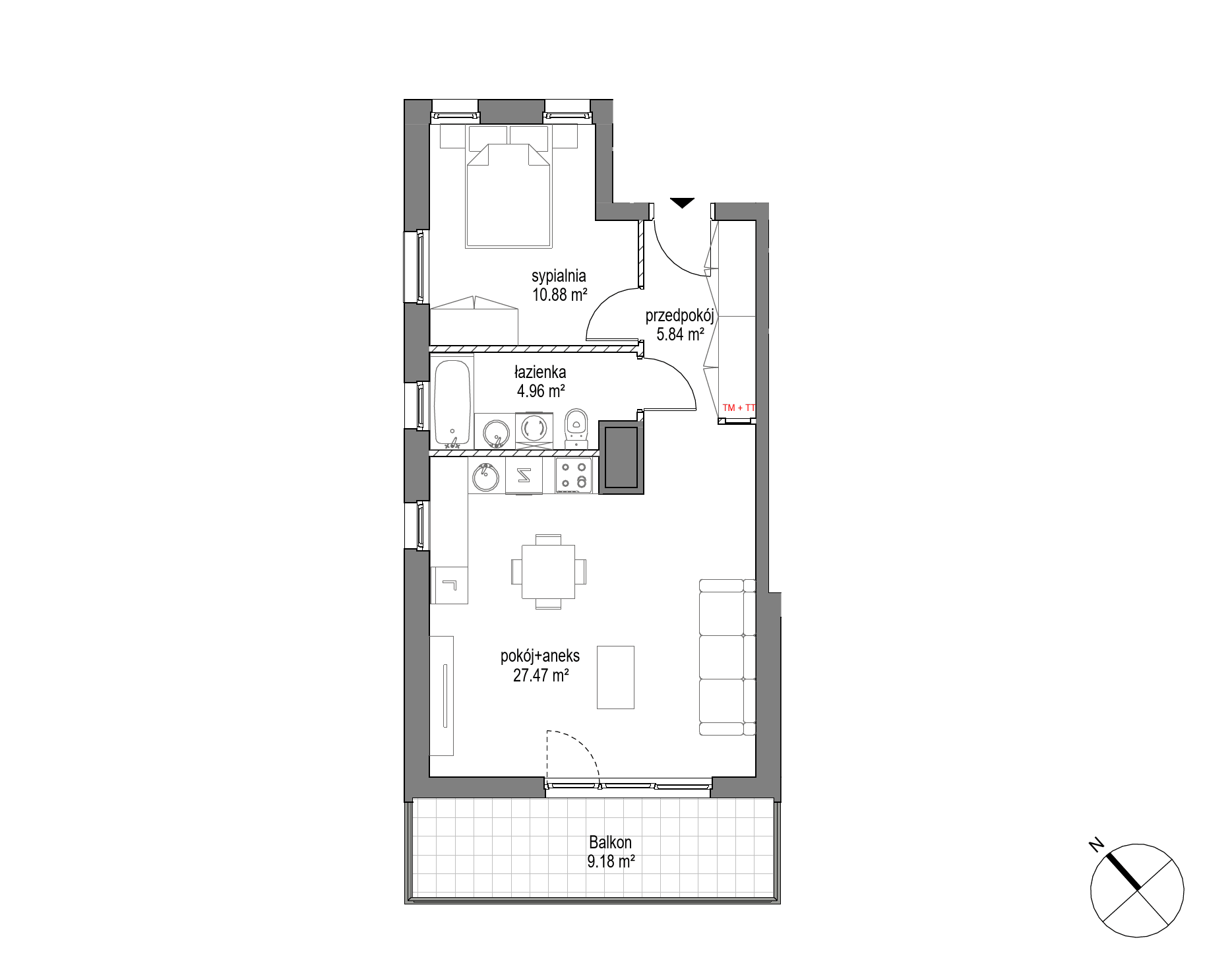 Plan 2 pok. 49m²
