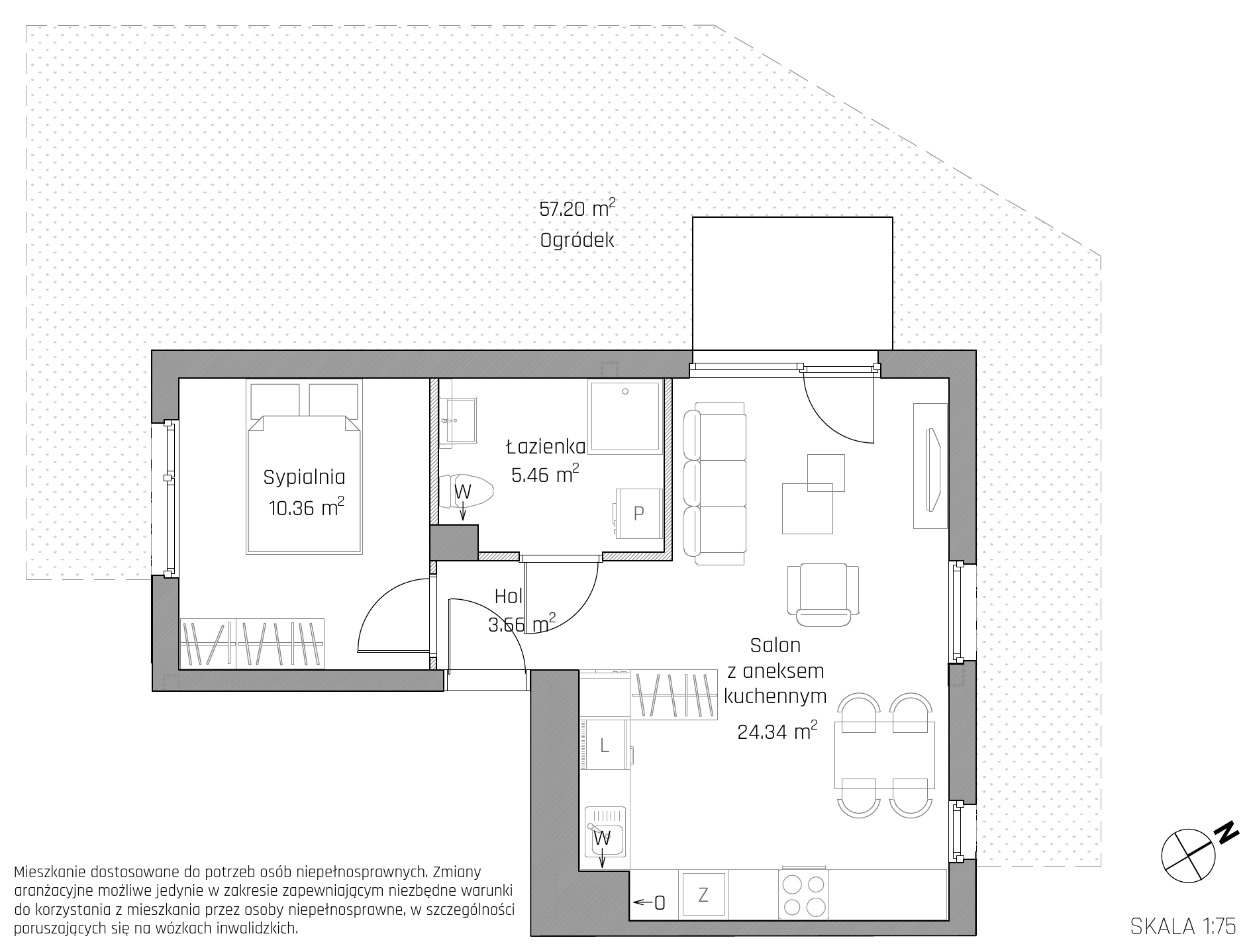 Plan 2 pok. 44m²