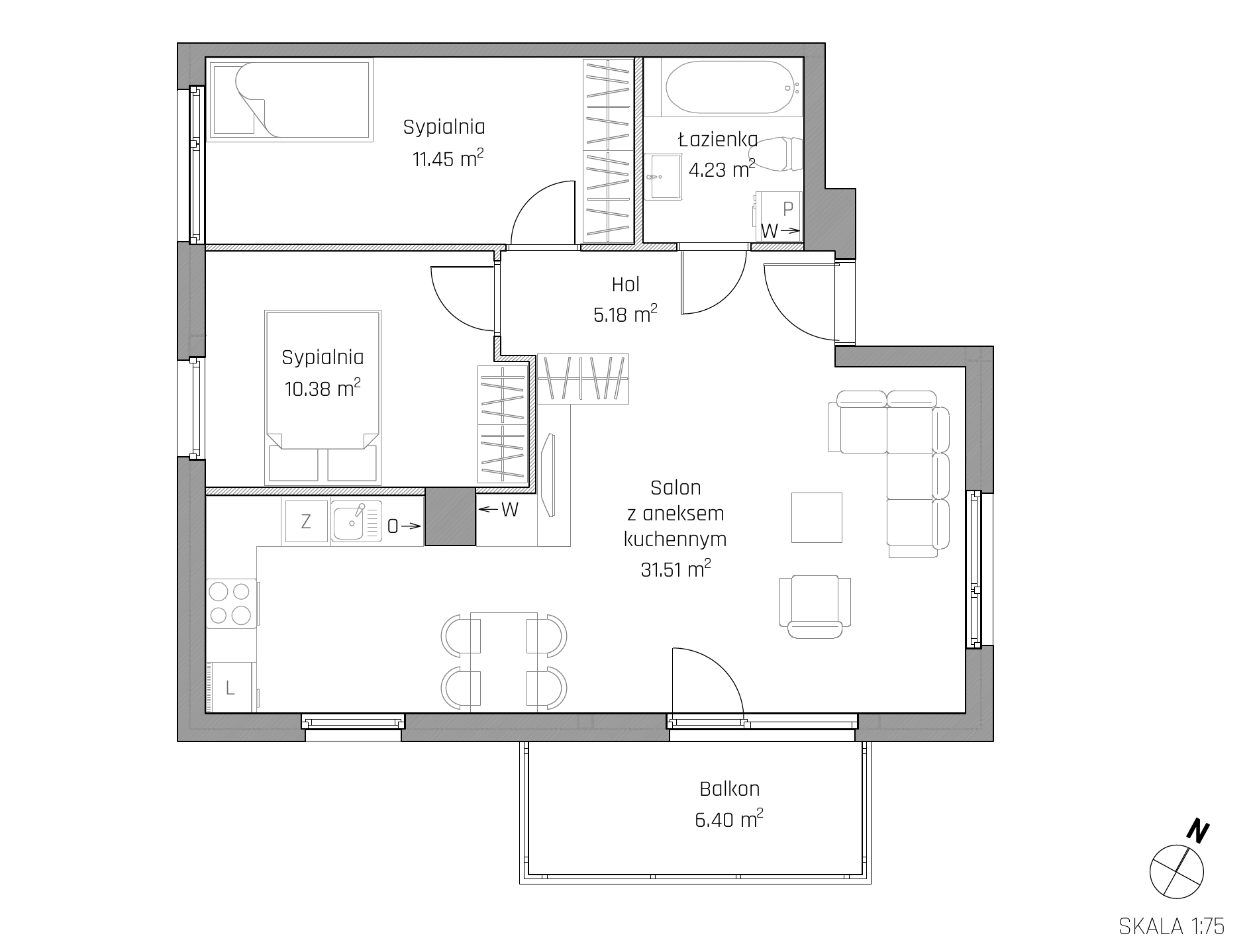 Plan 3 pok. 63m²