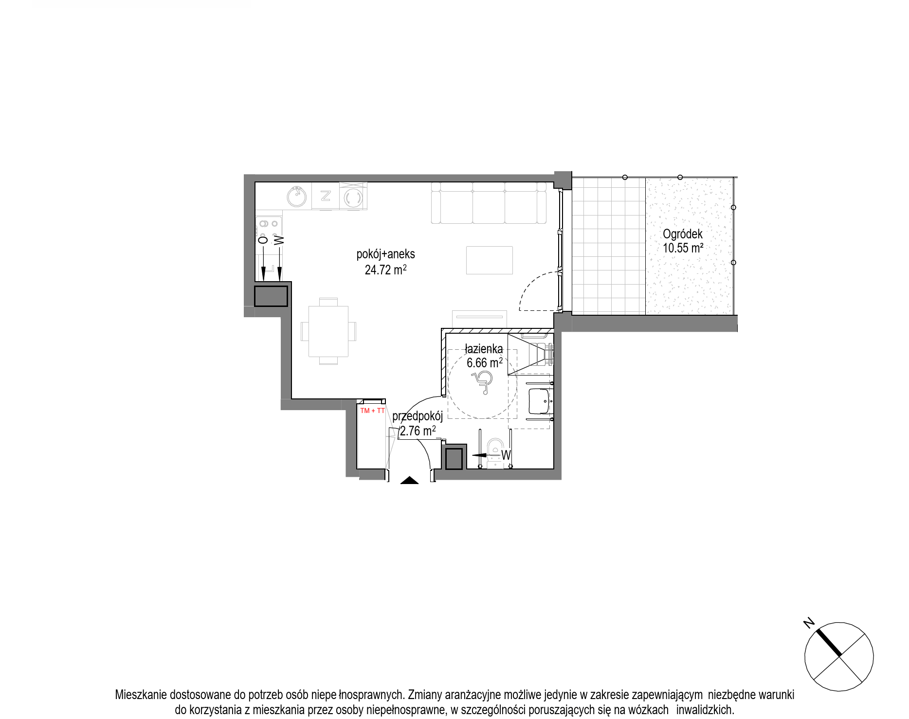 Plan 1 pok. 34m²