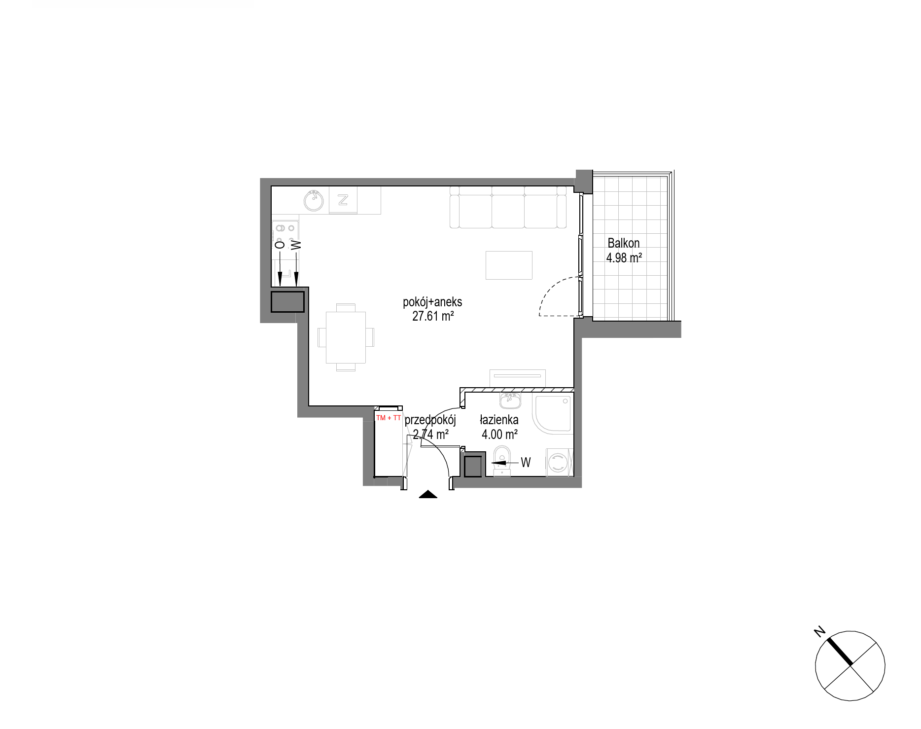 Plan 1 pok. 34m²