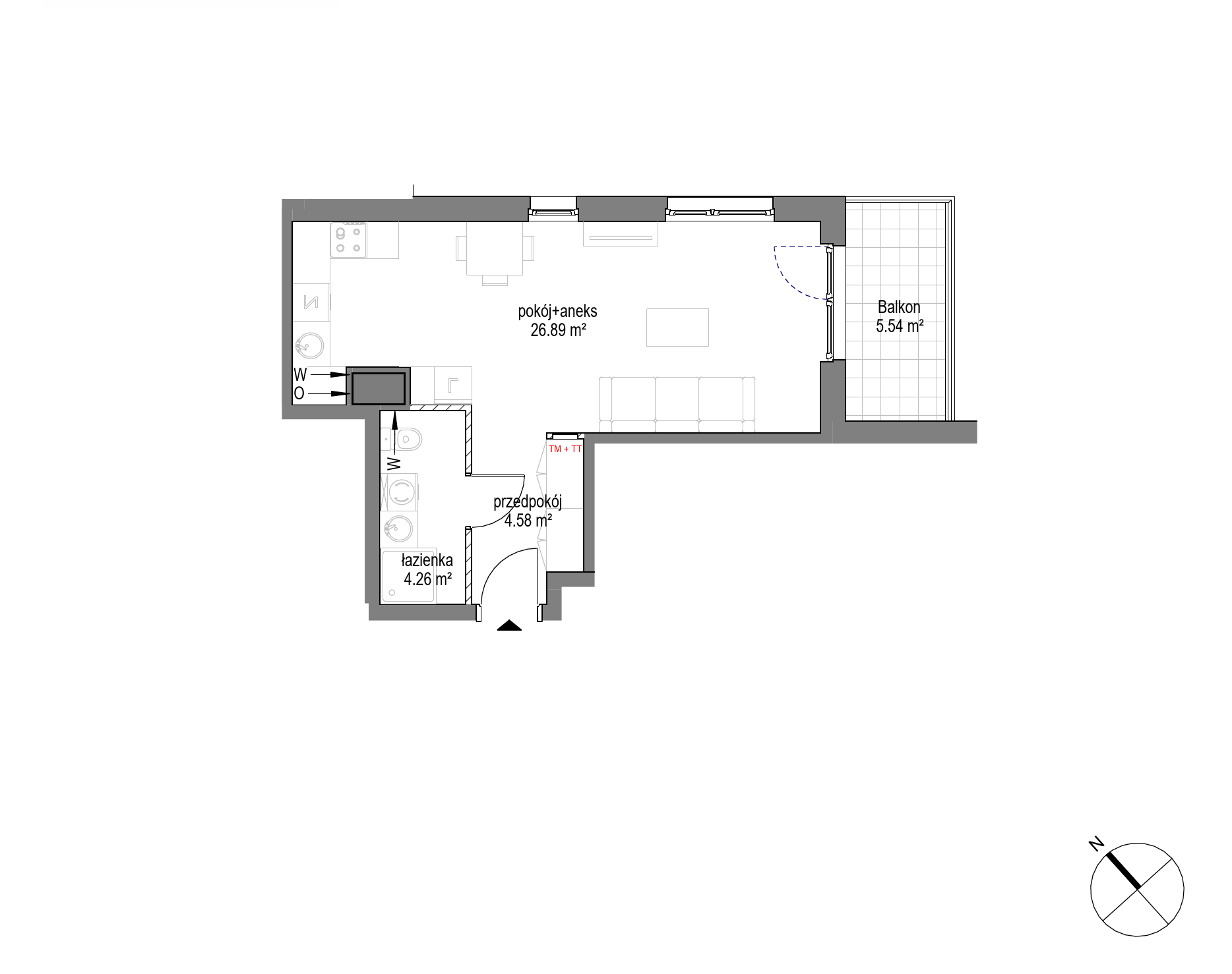 Plan 1 pok. 36m²