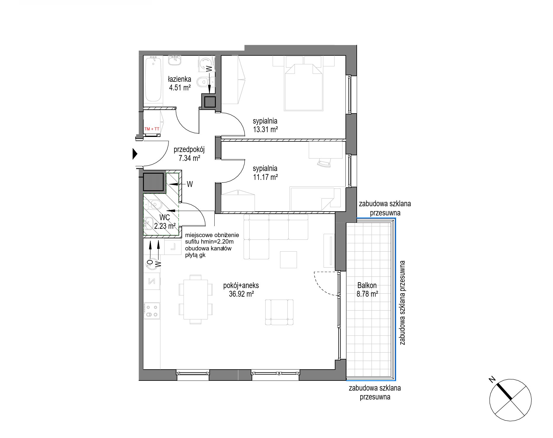 Plan 3 pok. 75m²