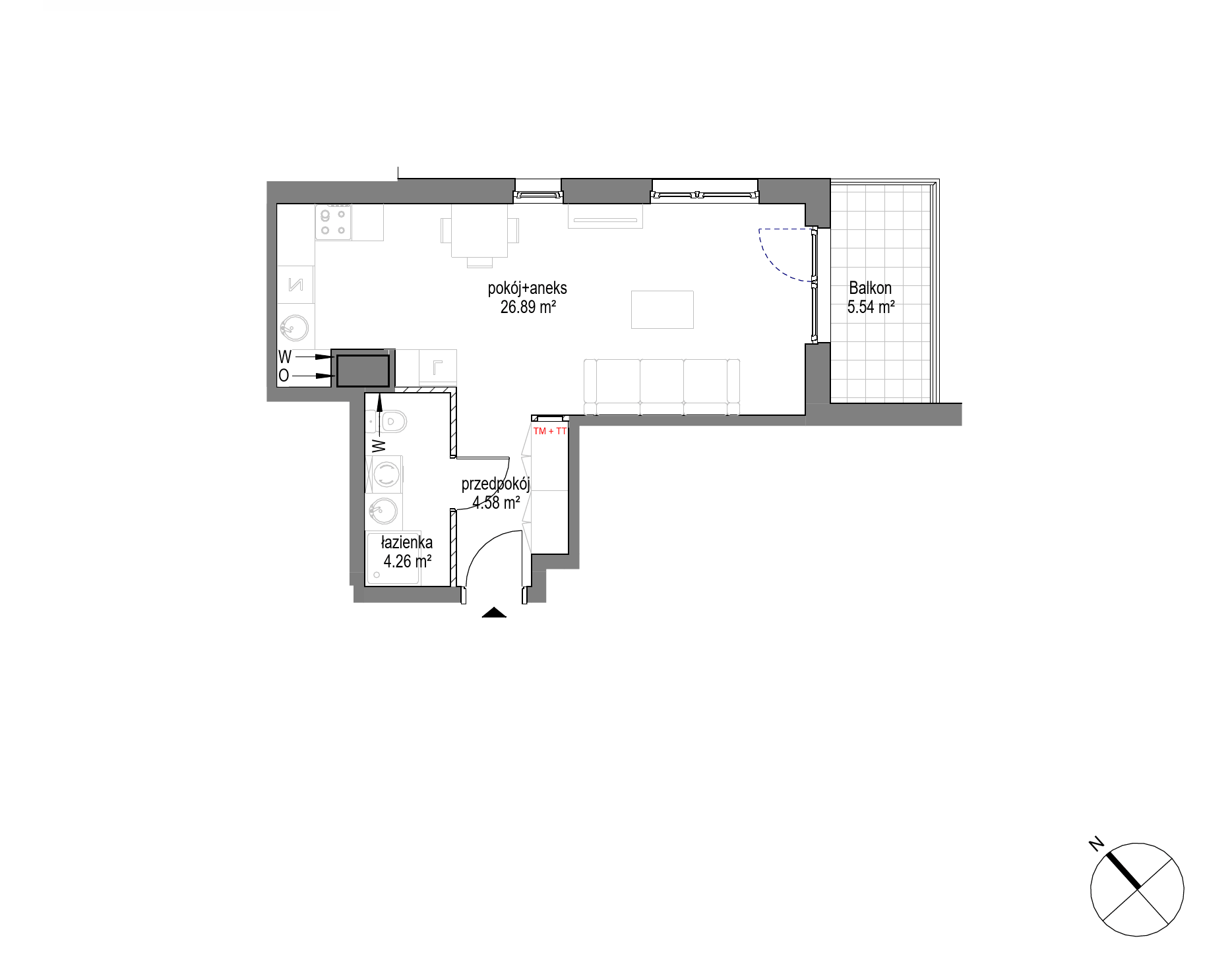 Plan 1 pok. 36m²