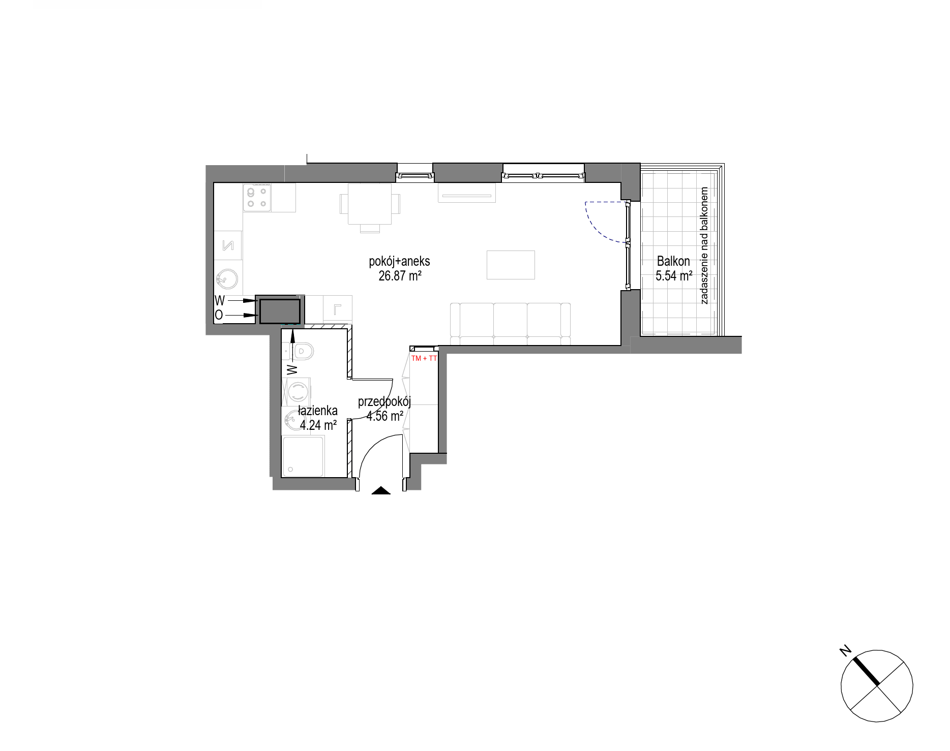 Plan 1 pok. 36m²