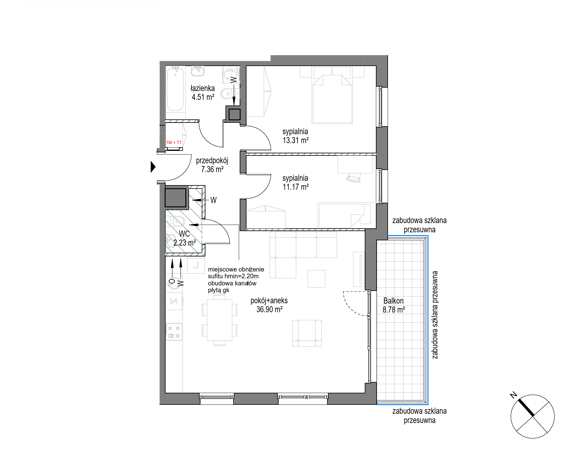 Plan 3 pok. 75m²