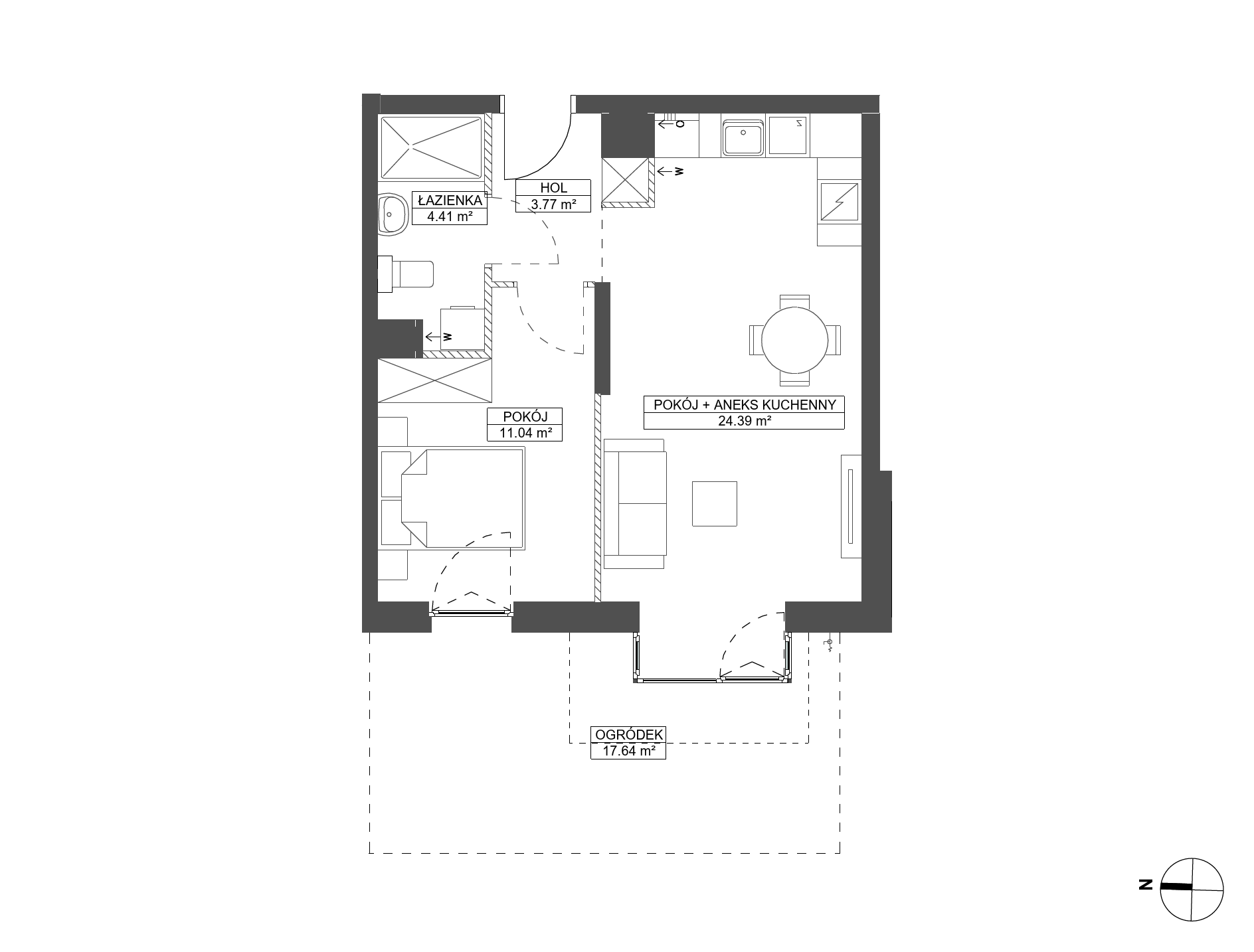 Plan 2 pok. 44m²