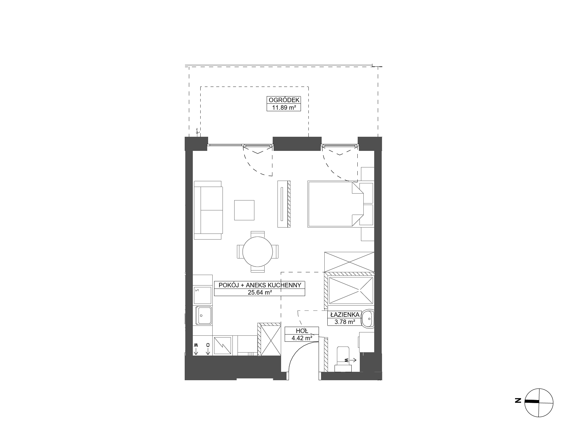 Plan 1 pok. 34m²
