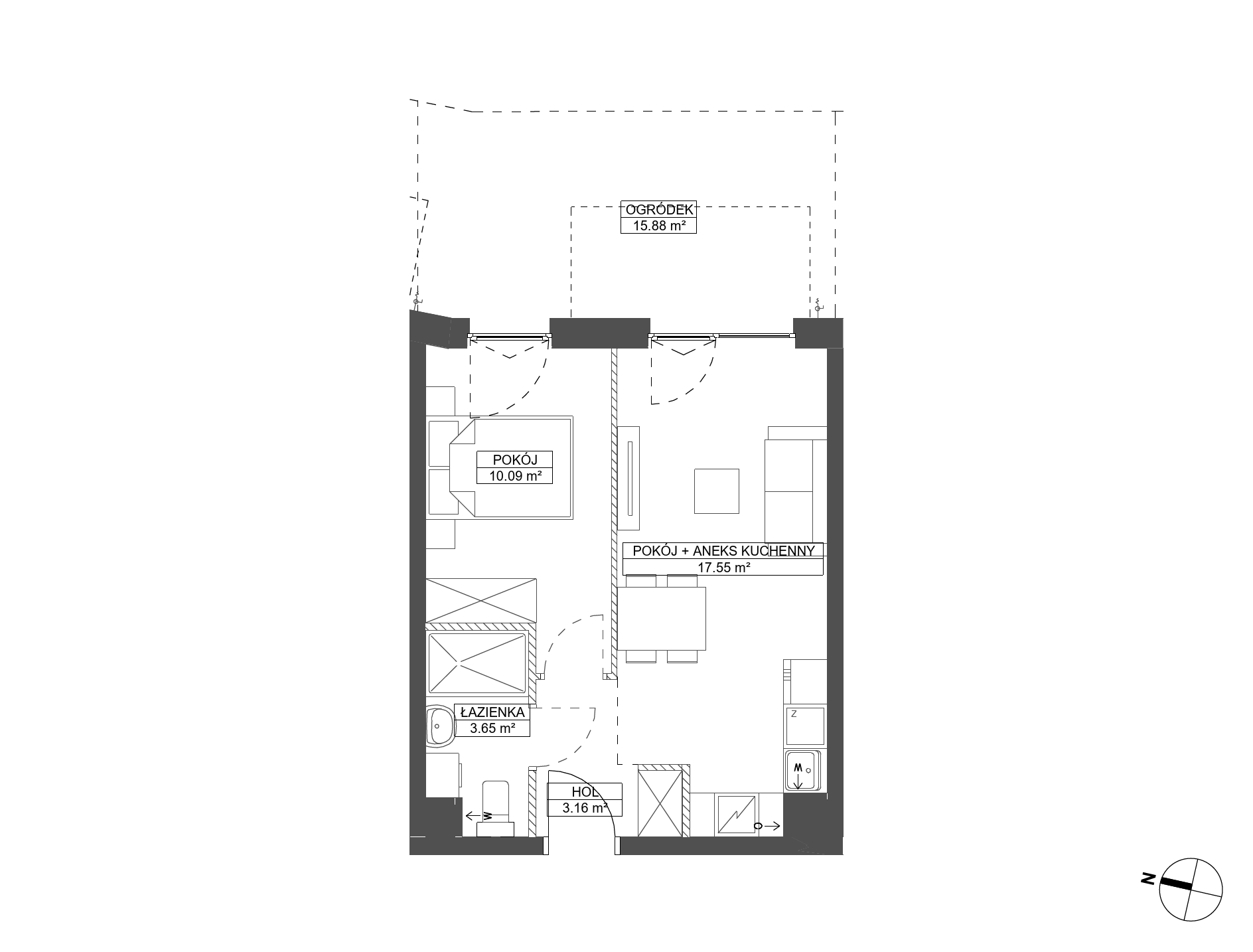 Plan 2 pok. 34m²