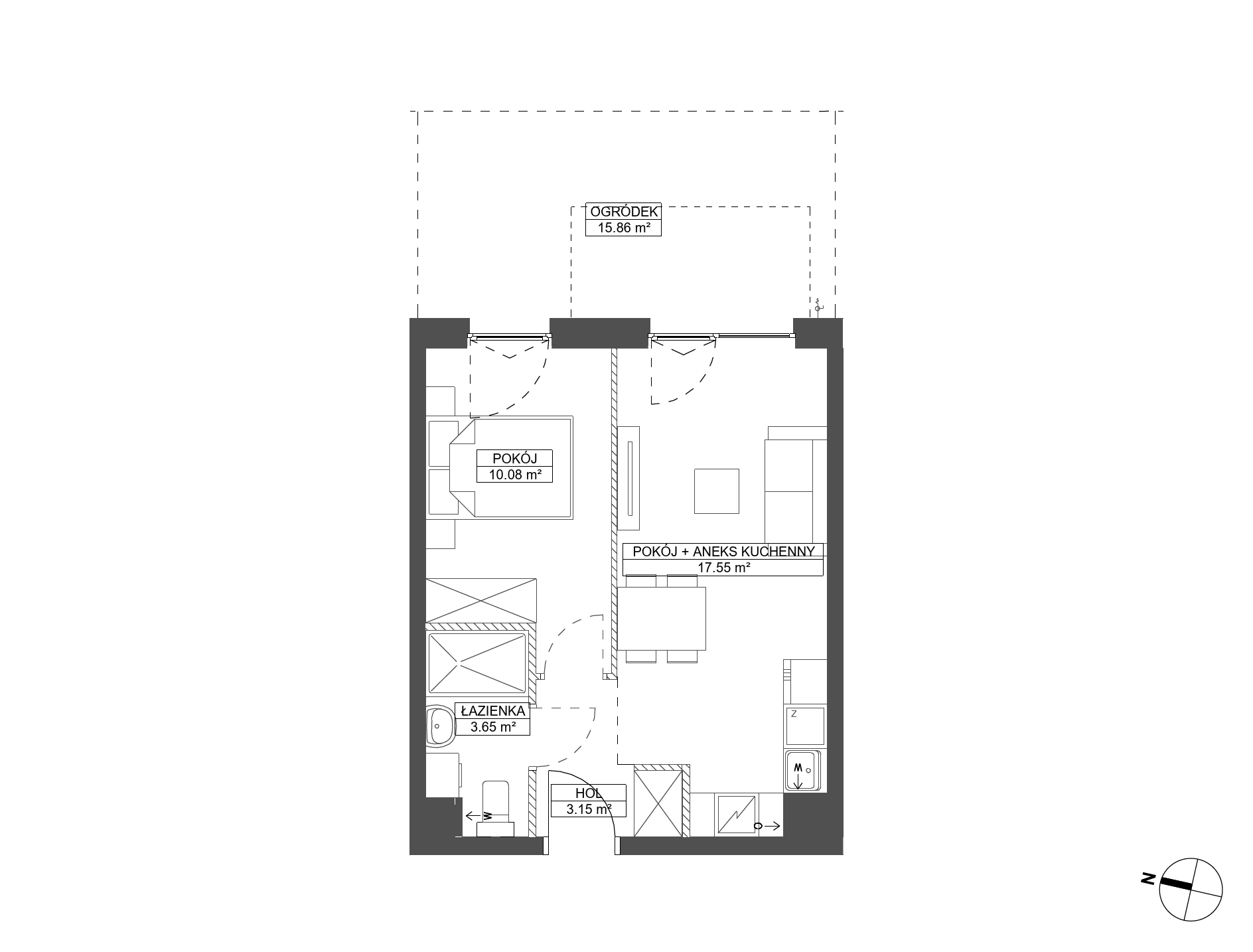 Plan 2 pok. 34m²