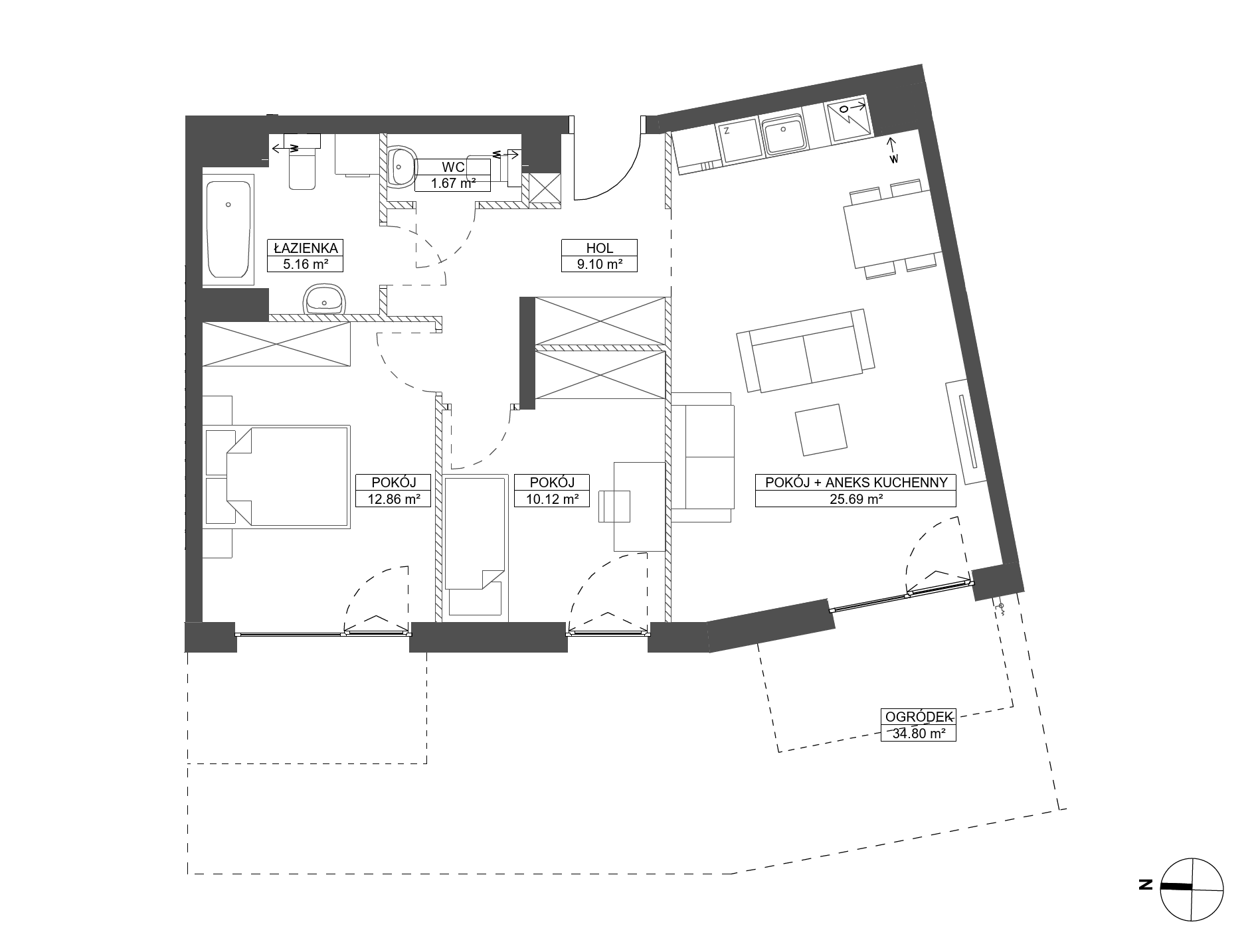 Plan 3 pok. 65m²