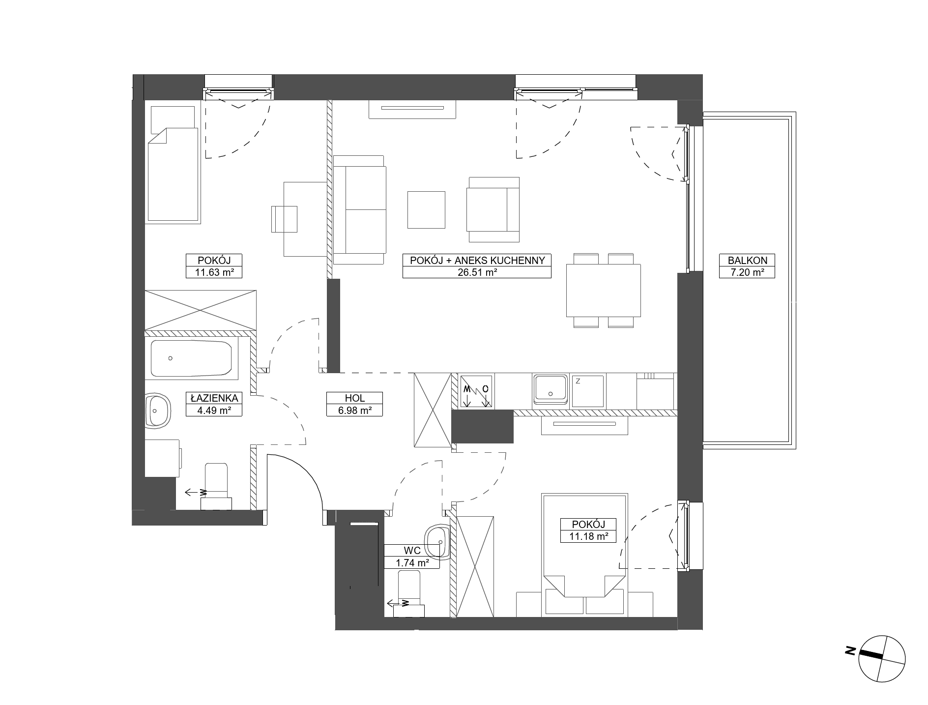Plan 3 pok. 63m²