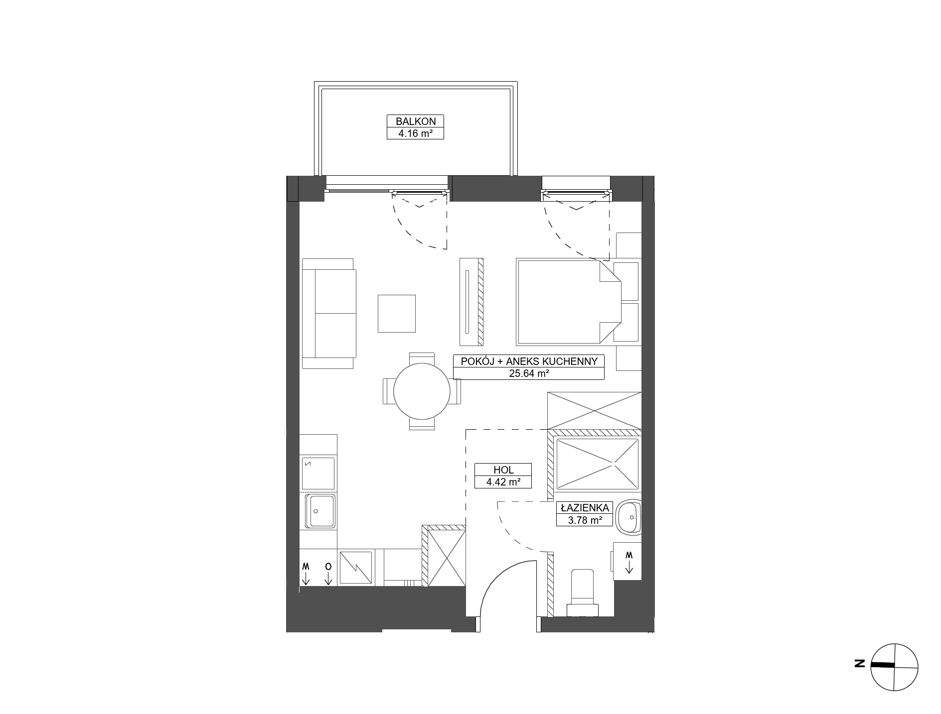 Plan 1 pok. 34m²