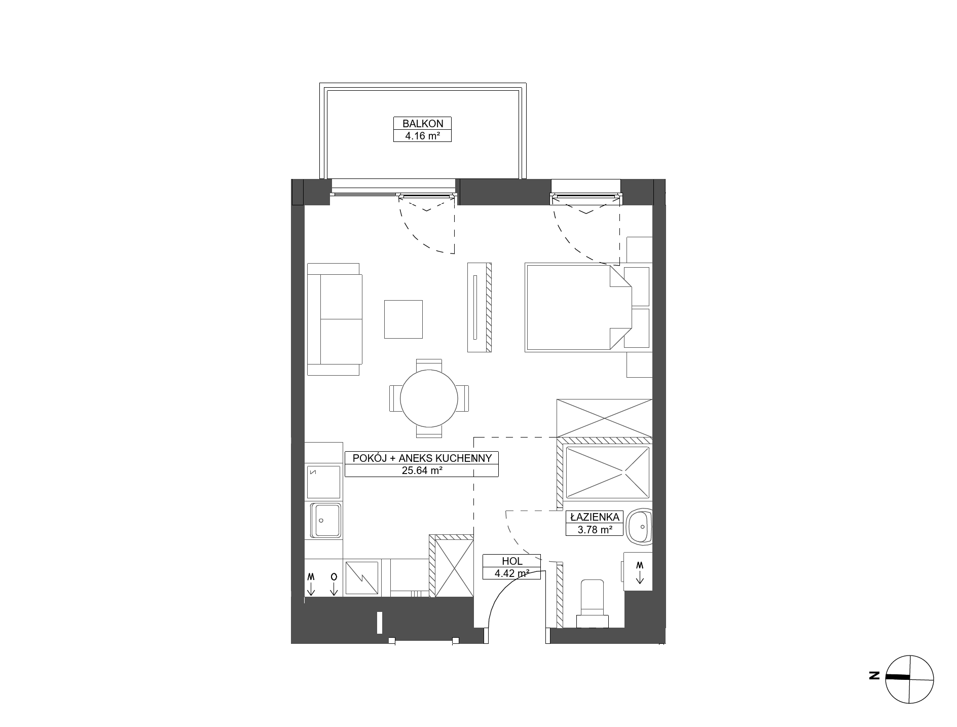 Plan 1 pok. 34m²