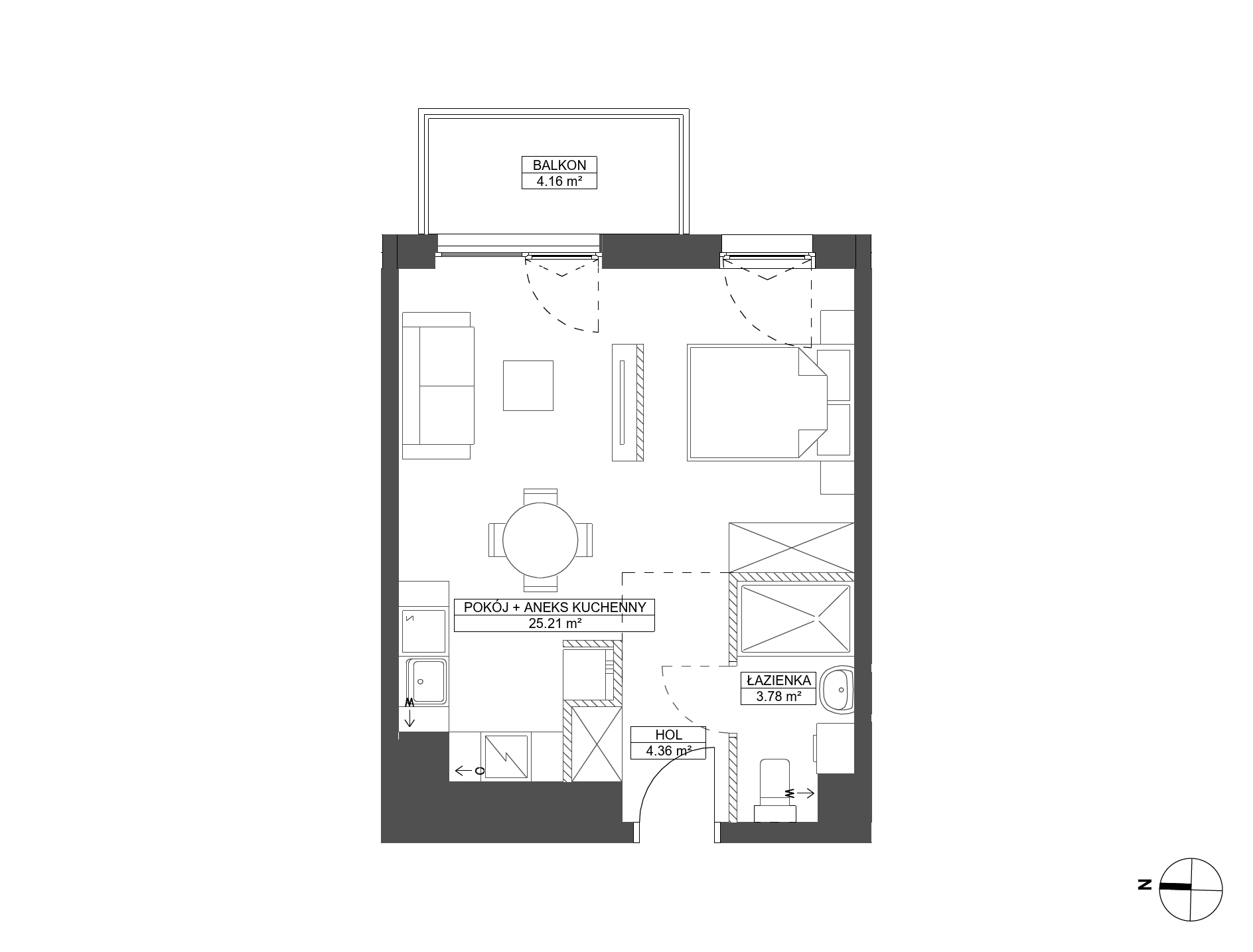 Plan 1 pok. 33m²