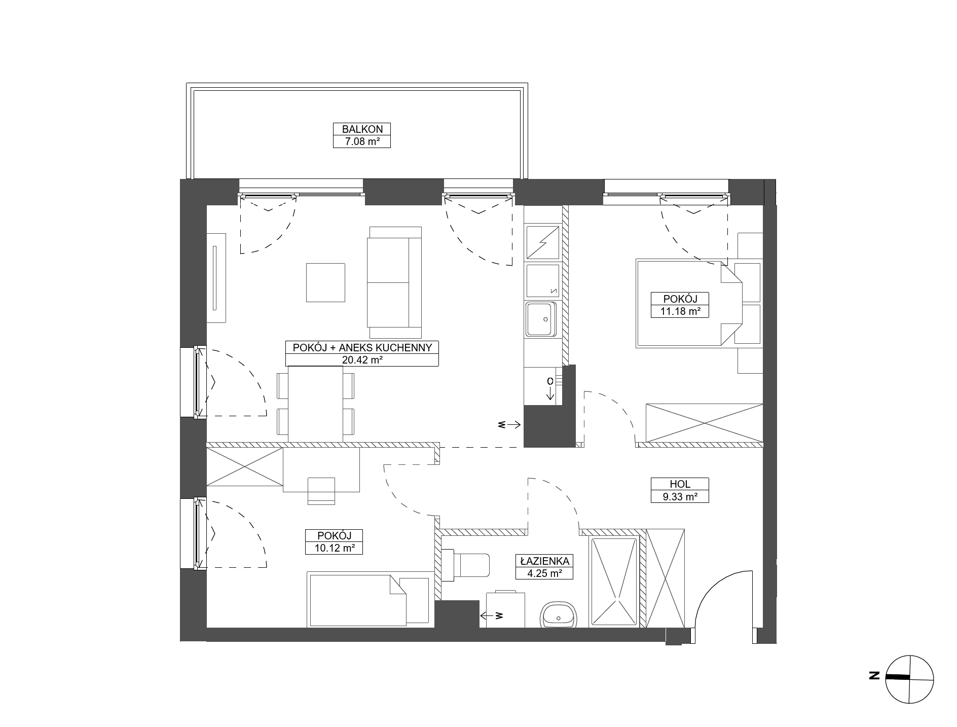 Plan 3 pok. 55m²