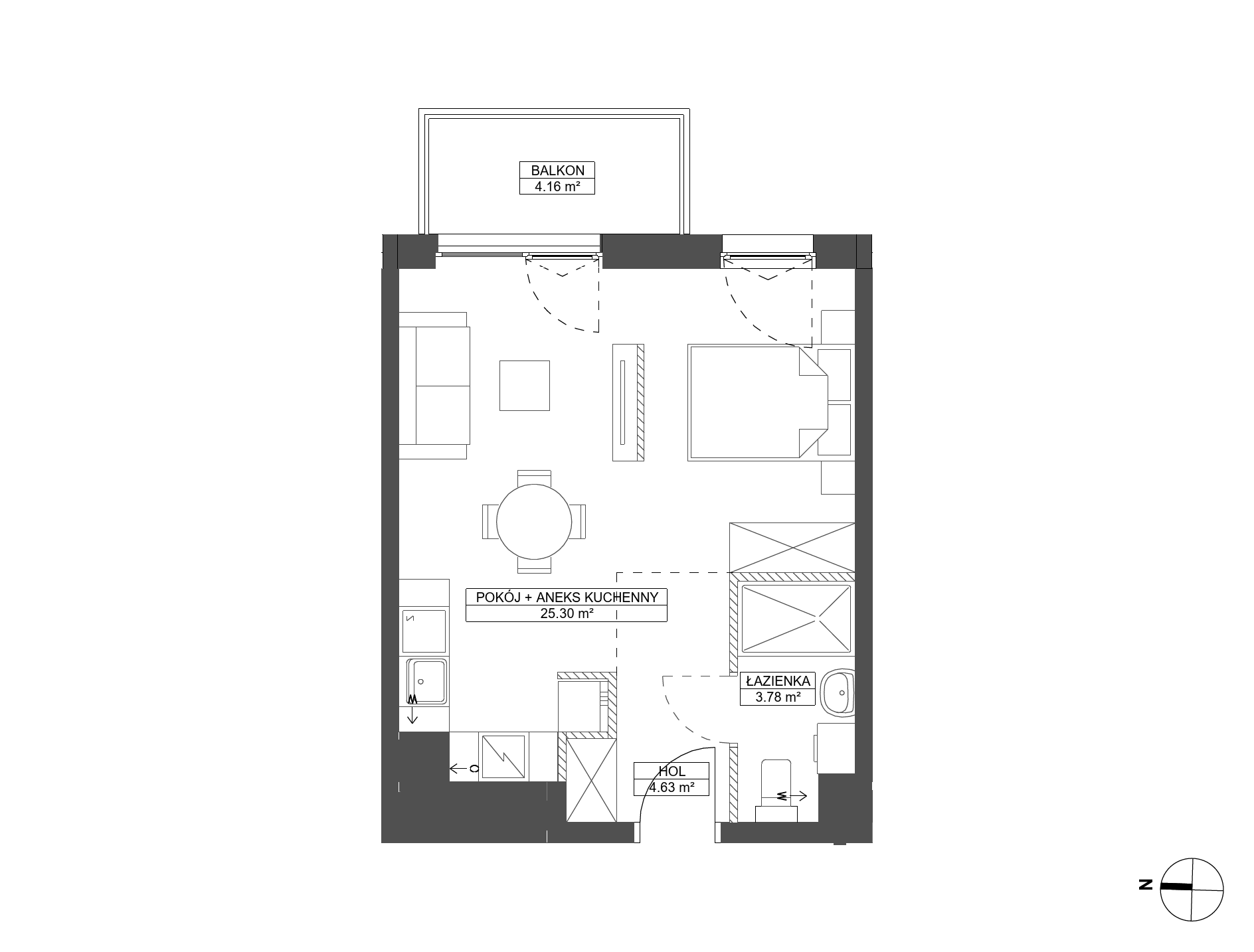 Plan 1 pok. 34m²