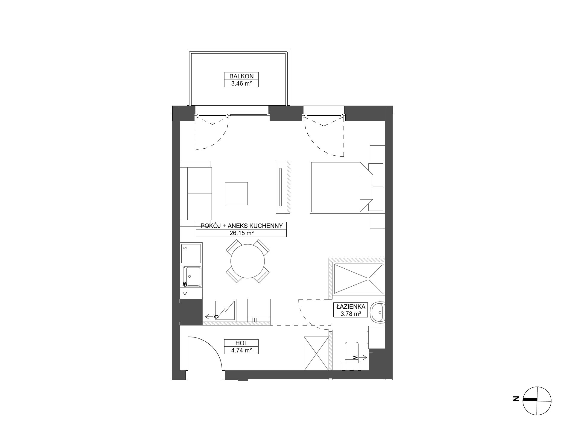 Plan 1 pok. 35m²