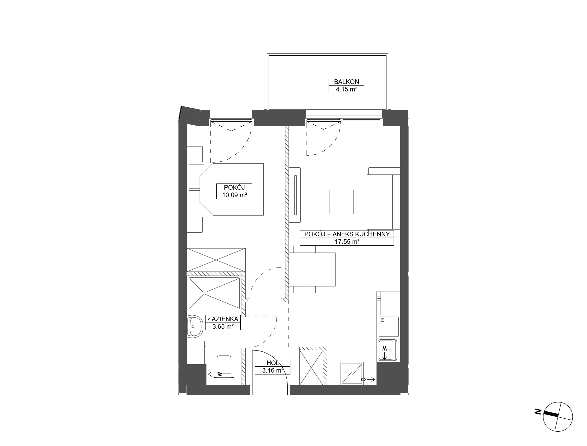 Plan 2 pok. 34m²