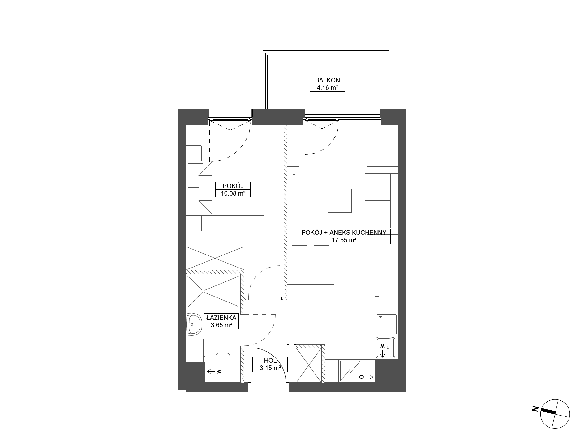 Plan 2 pok. 34m²