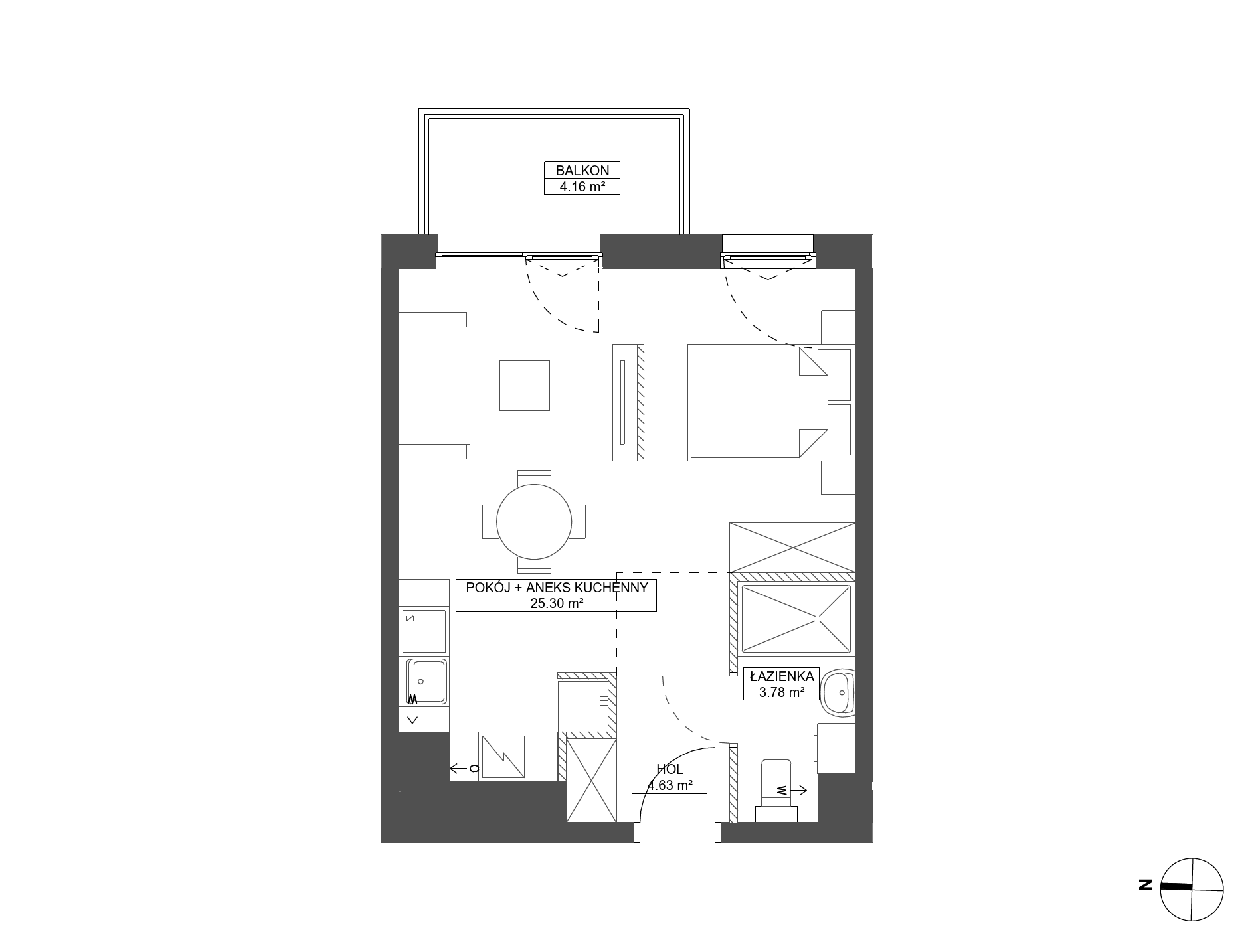 Plan 1 pok. 34m²