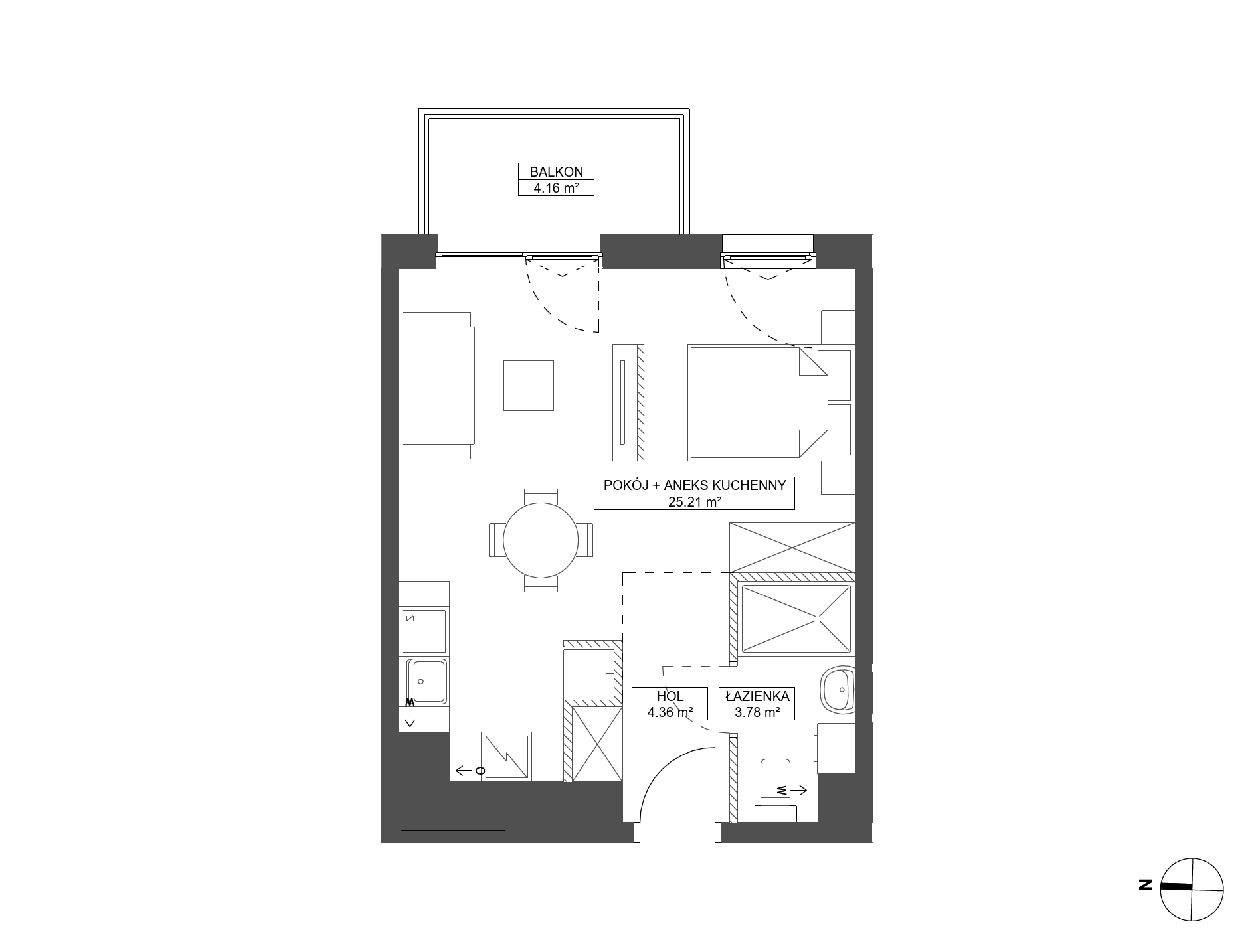 Plan 1 pok. 33m²
