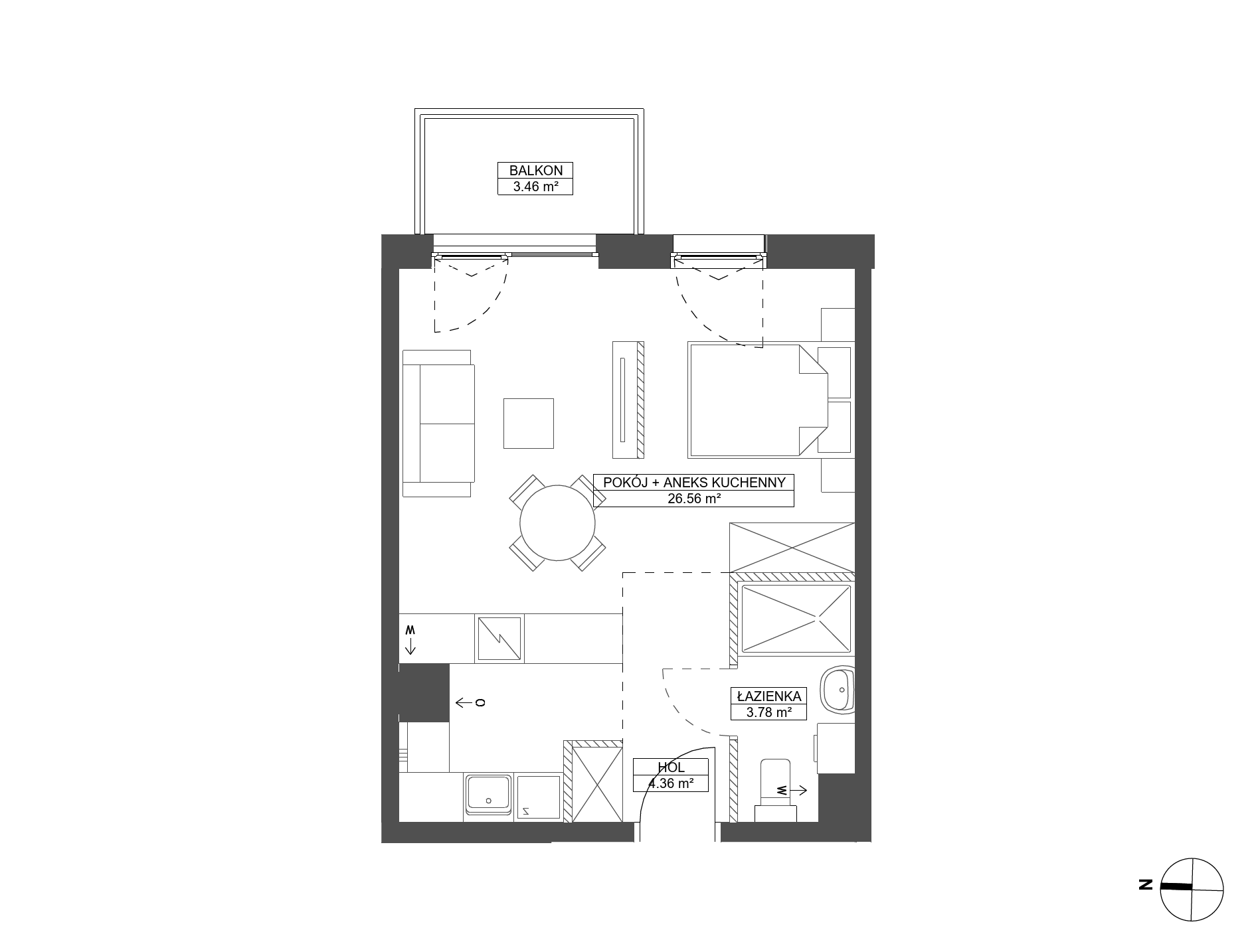 Plan 1 pok. 35m²