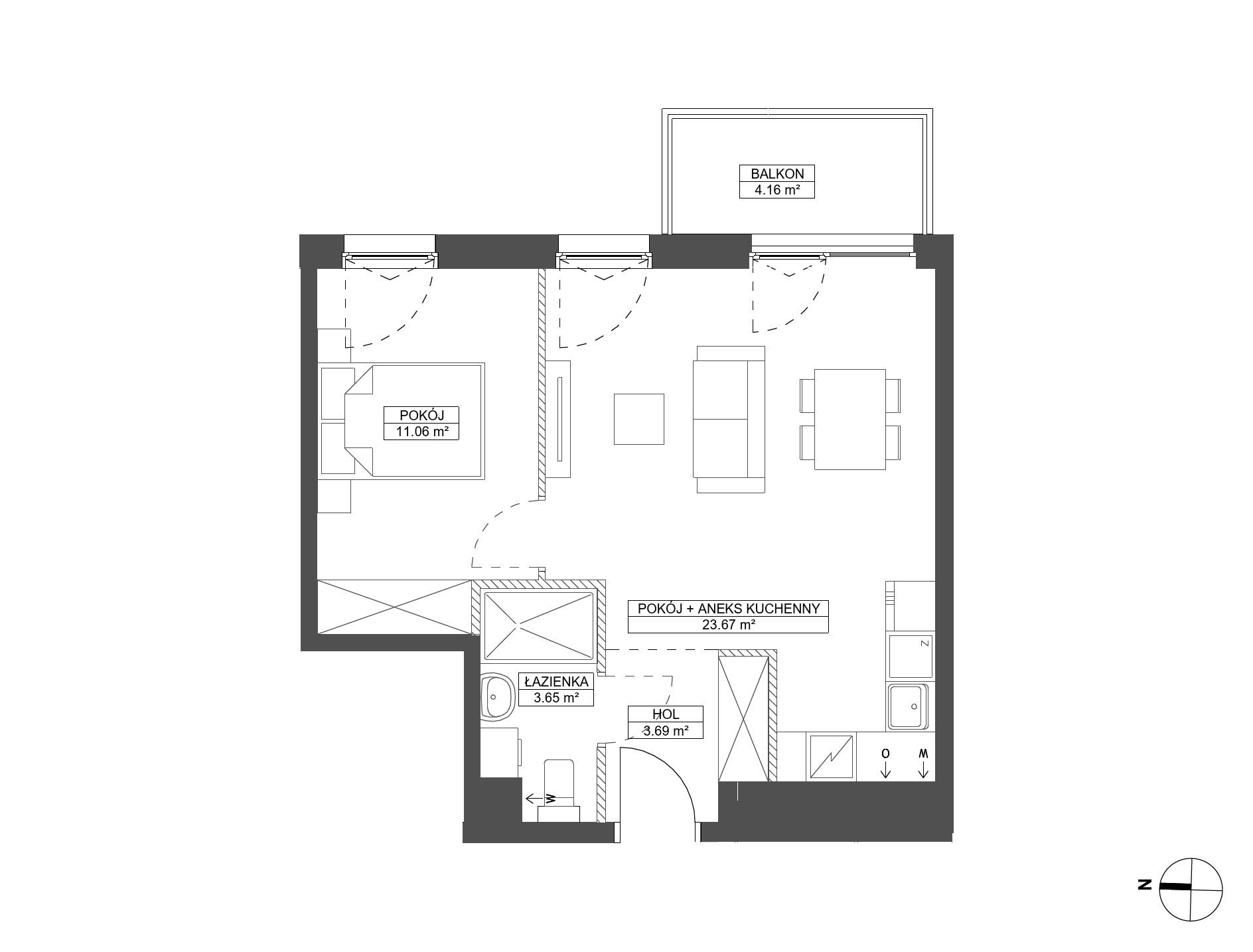 Plan 2 pok. 42m²