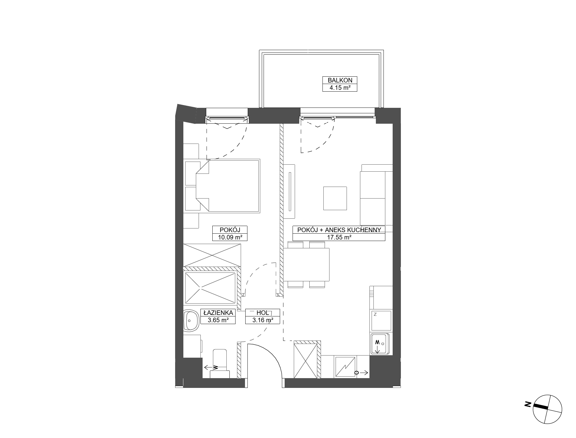 Plan 2 pok. 34m²