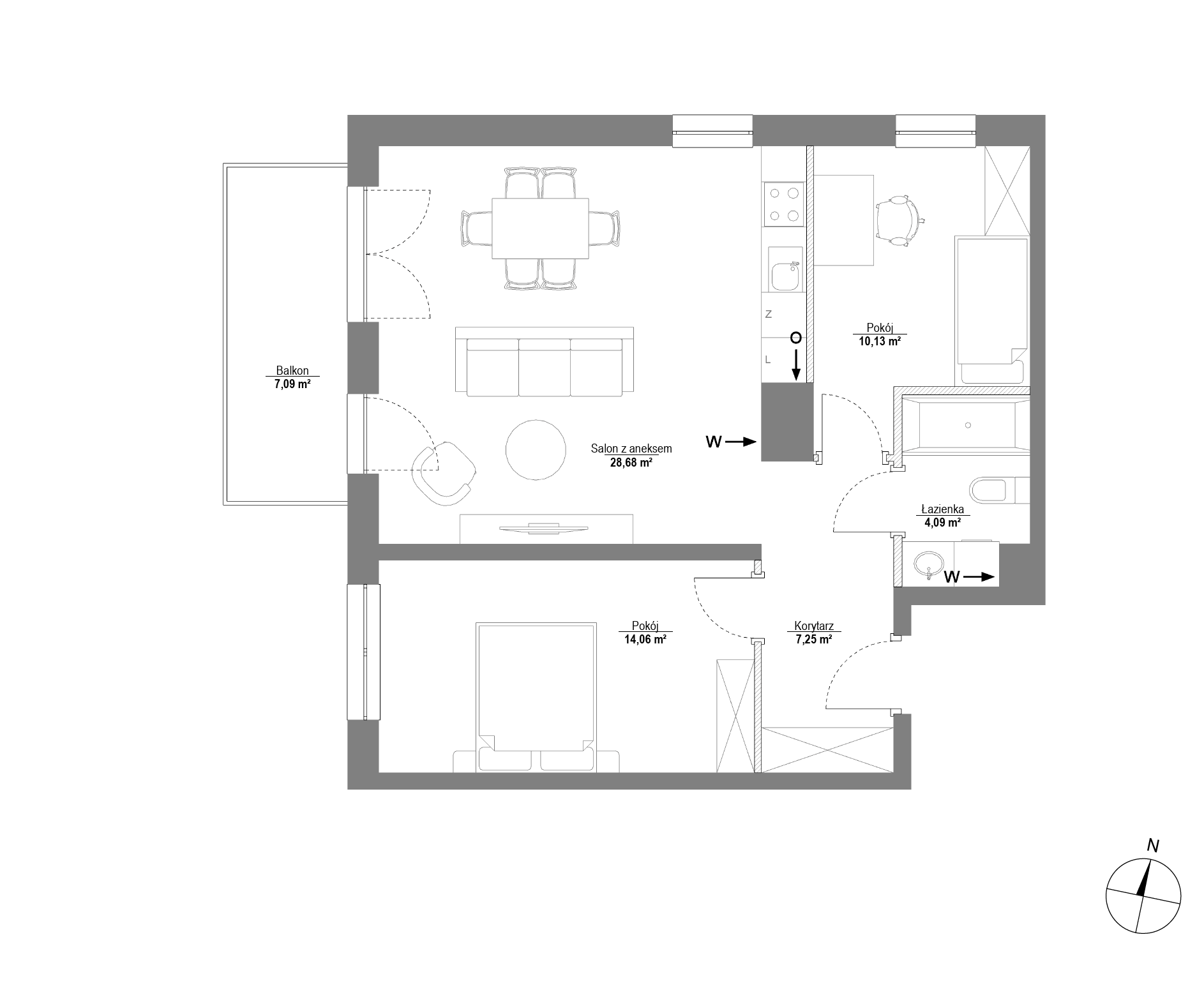 Plan 3 pok. 64m²